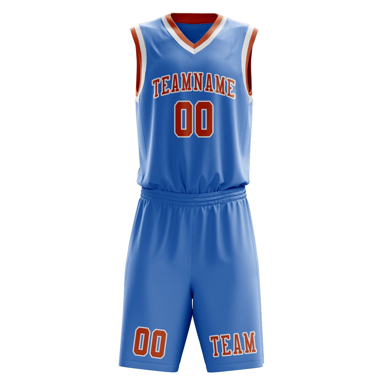 Custom Light Blue Orange Basketball Set