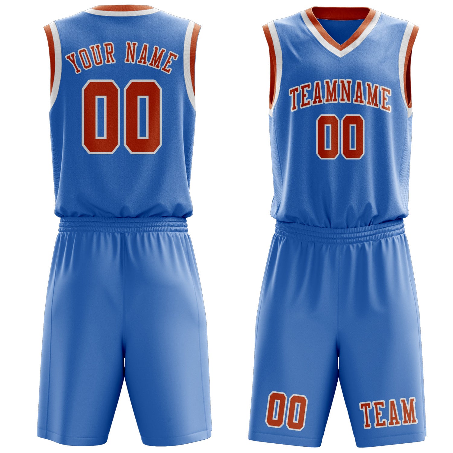 Custom Light Blue Orange Basketball Set