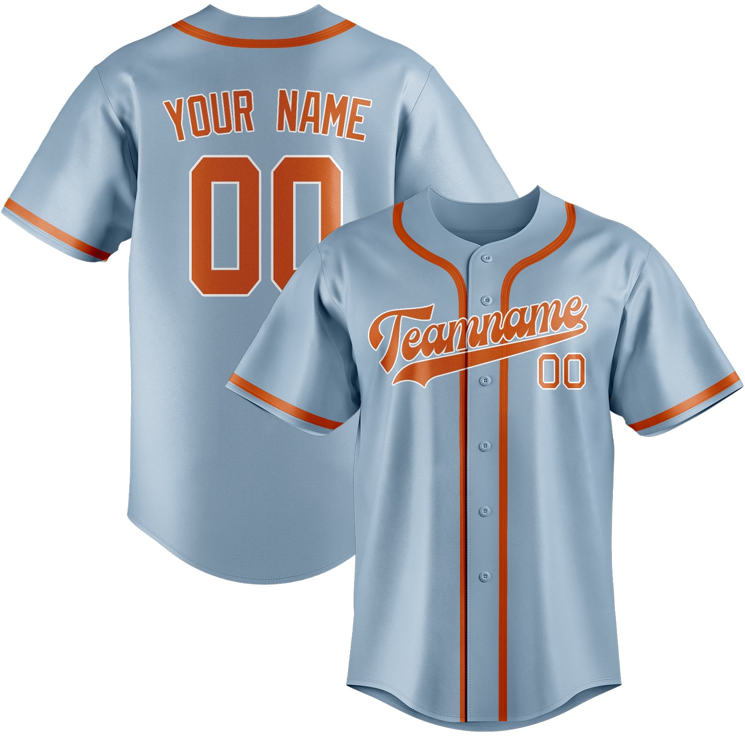 Custom Light Blue Orange Baseball Jersey