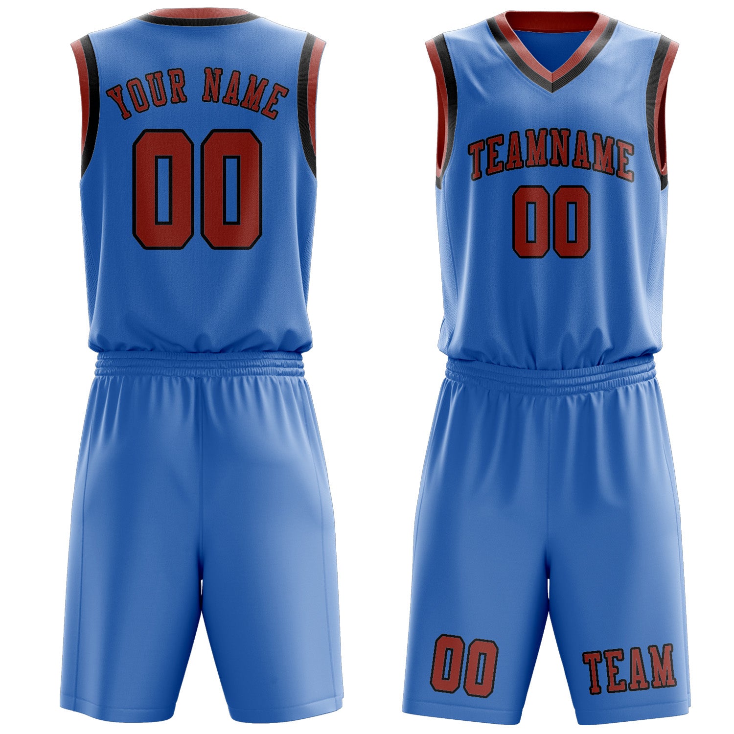 Custom Light Blue Copper Rose Basketball Set