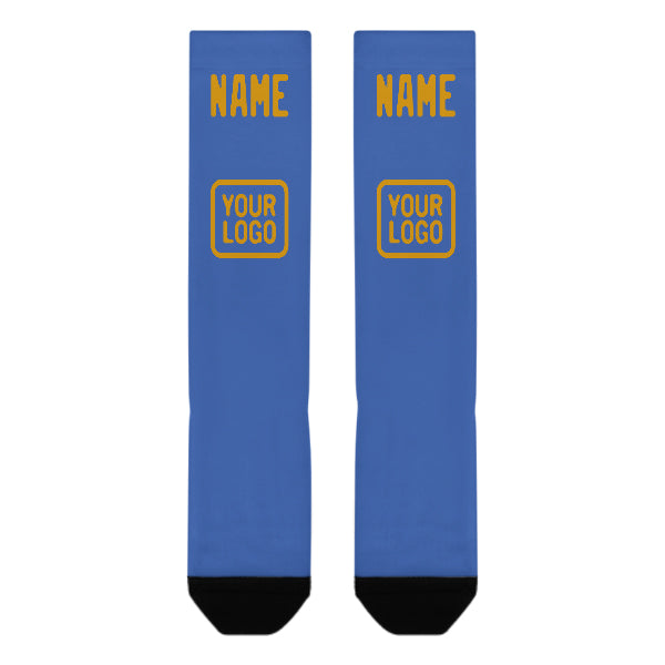 Custom Sky Blue Yellow Knee-High Sock