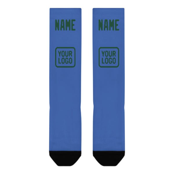 Custom Sky Blue Green Knee-High Sock
