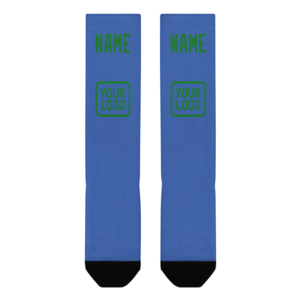 Custom Sky Blue Emerald Green Knee-High Sock