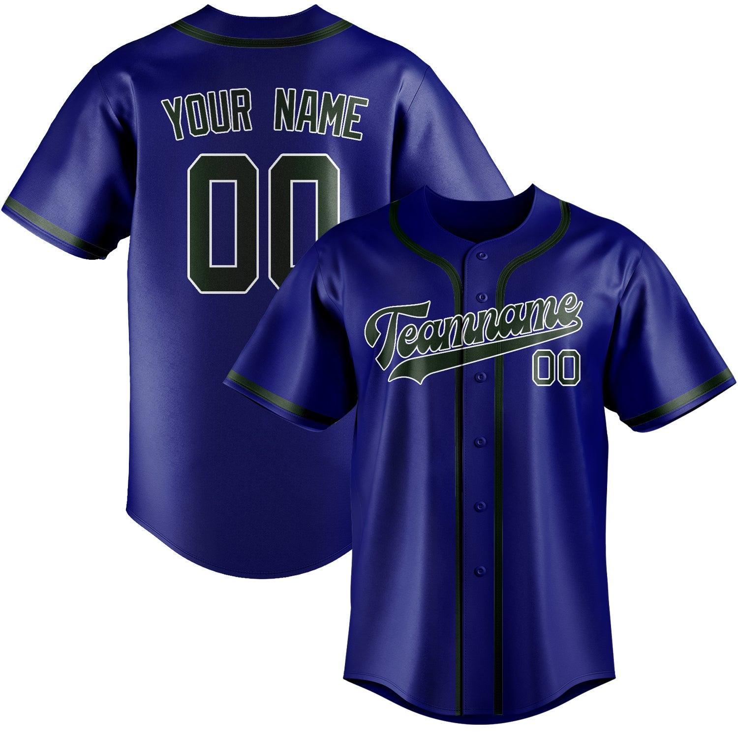 Custom Sky Blue Dark Green Baseball Jersey