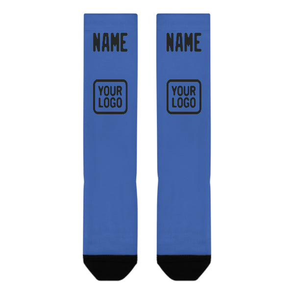 Custom Sky Blue Black Knee-High Sock