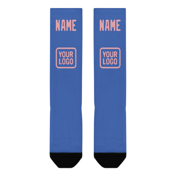 Custom Sky Blue Light Pink Knee-High Sock
