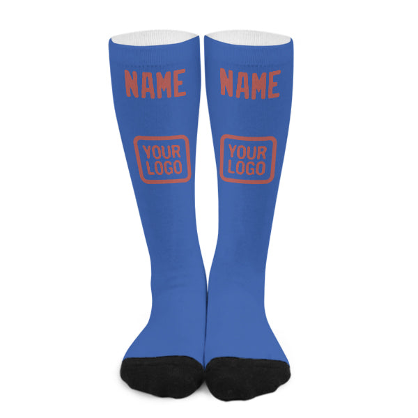 Custom Sky Blue Copper Rose Knee-High Sock