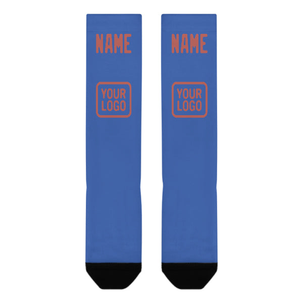 Custom Sky Blue Copper Rose Knee-High Sock