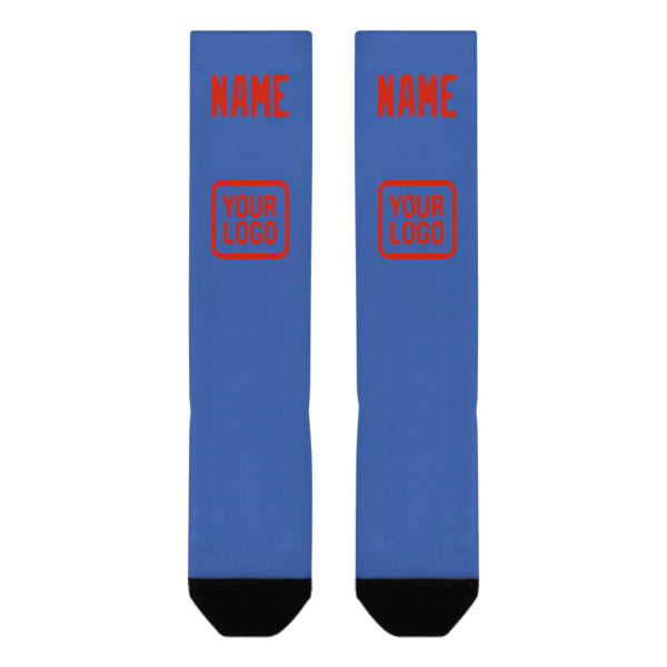 Custom Sky Blue Orange Red Knee-High Sock