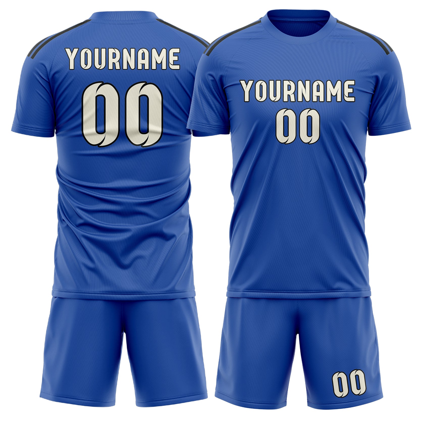 Custom Sky Blue Cream Soccer Set