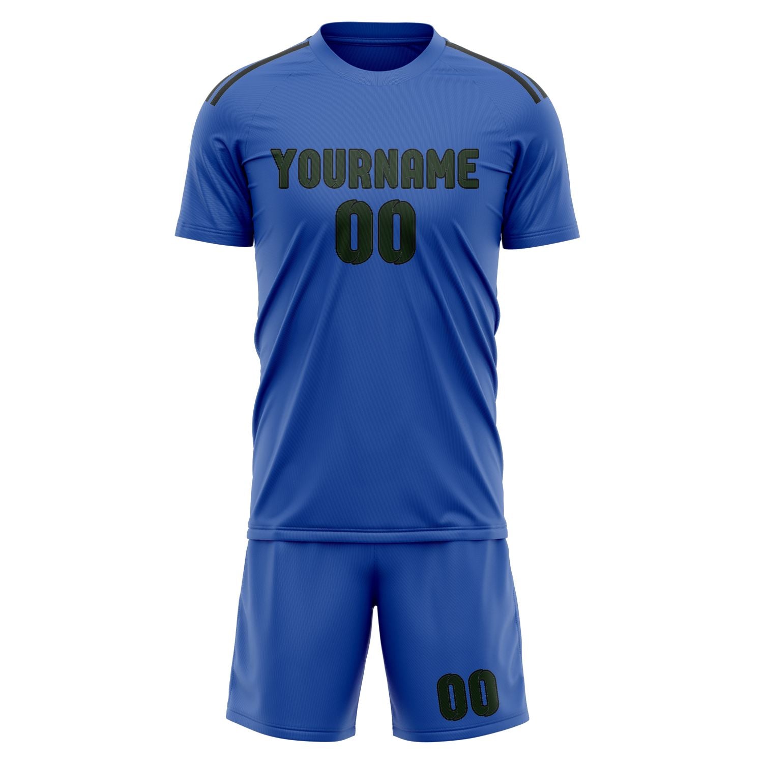 Custom Sky Blue Dark Green Soccer Set