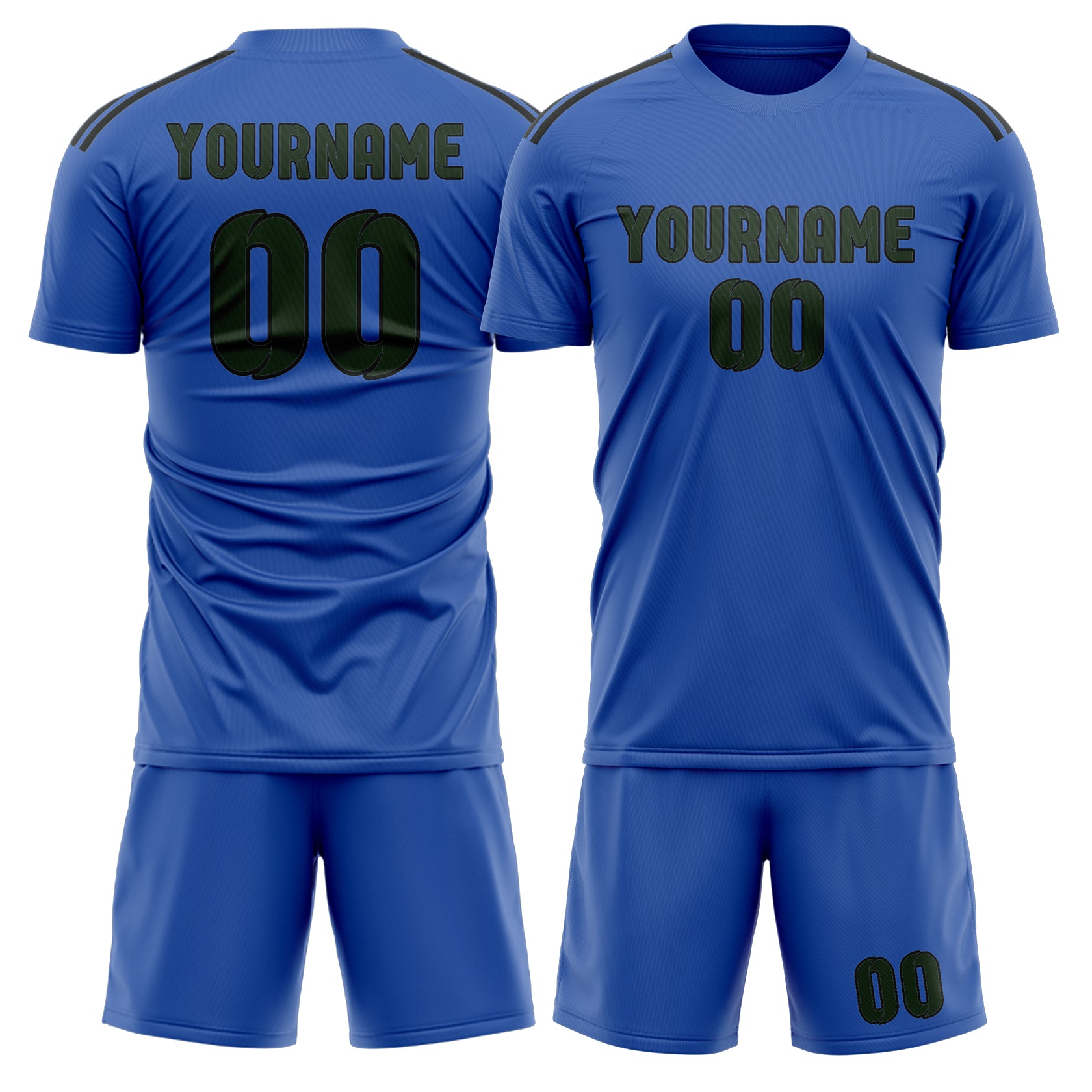 Custom Sky Blue Dark Green Soccer Set