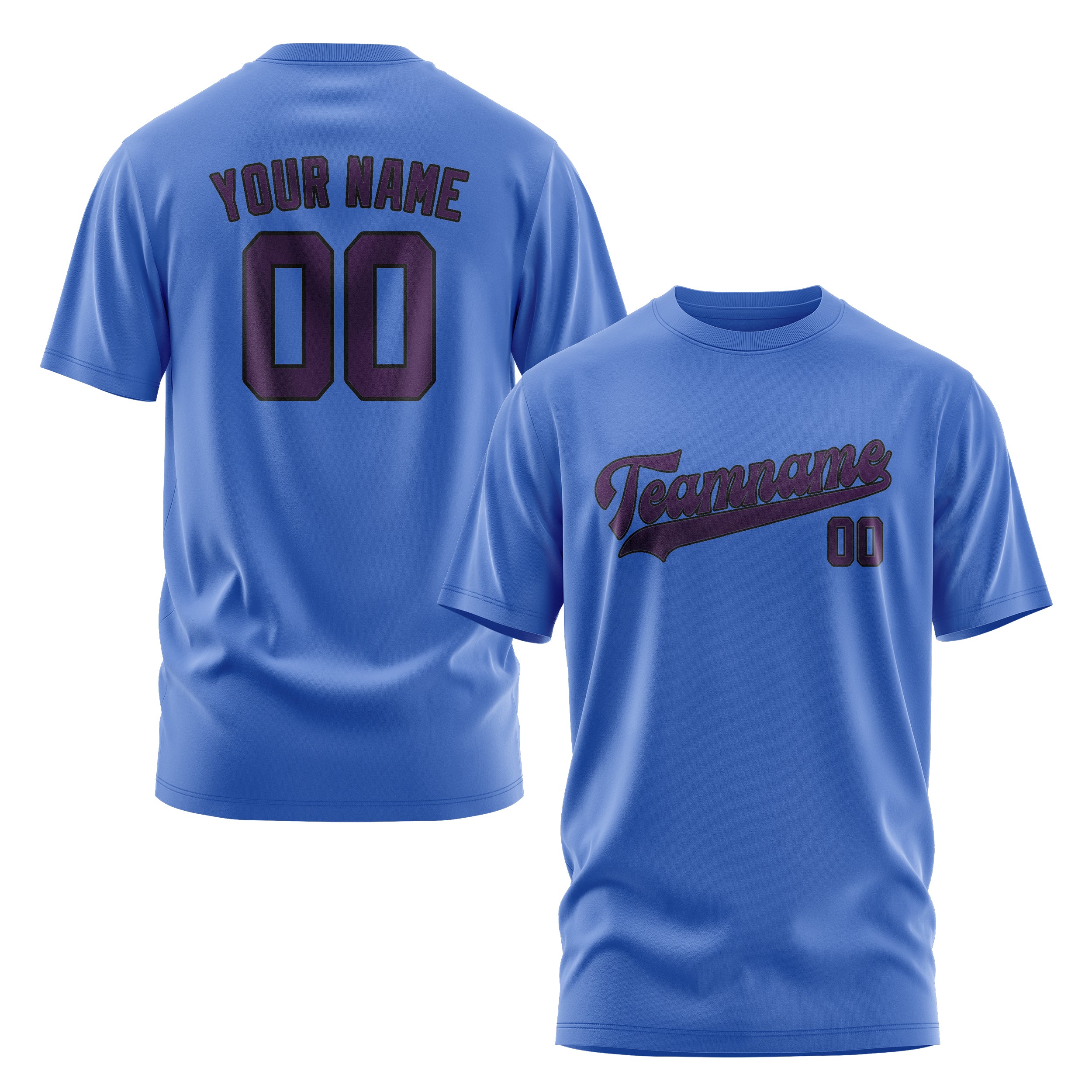 Custom Sky Blue Purple T-Shirt