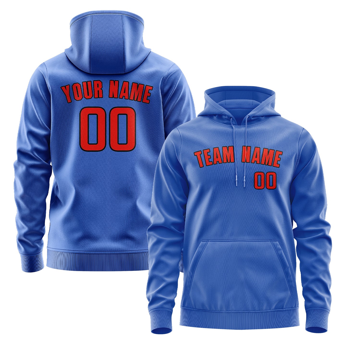 Custom Sky Blue Orange Red Hoodie