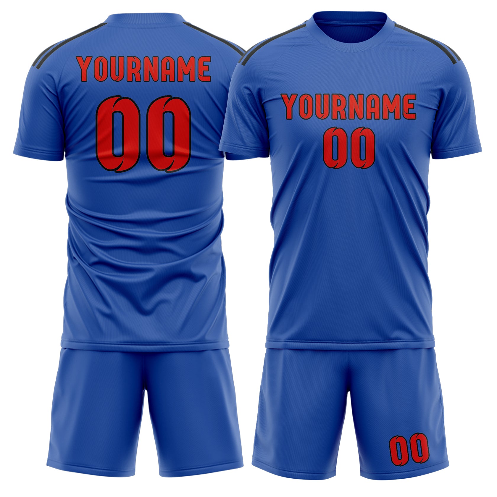 Custom Sky Blue Orange Red Soccer Set
