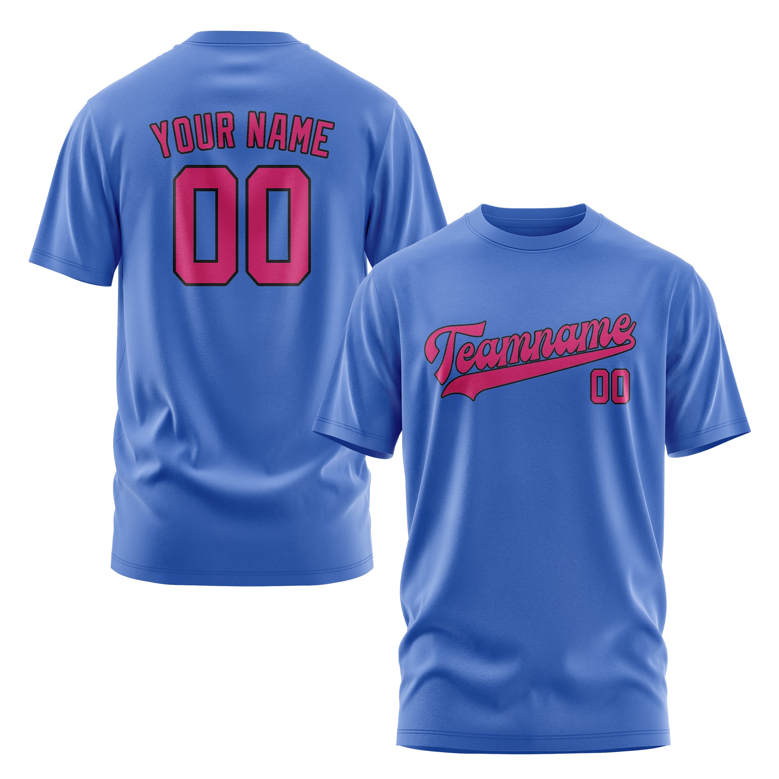 Custom Sky Blue Pink T-Shirt