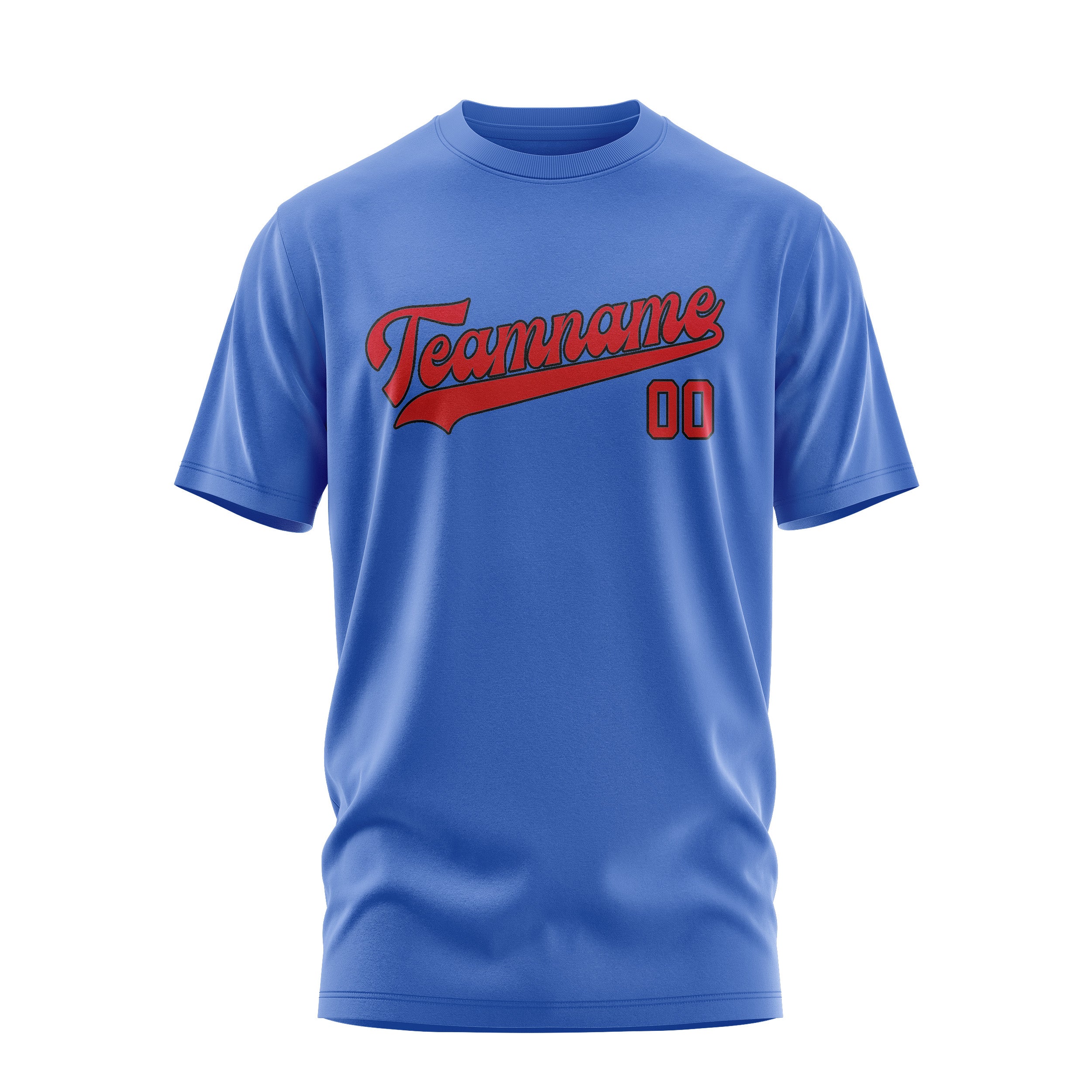 Custom Sky Blue Red T-Shirt