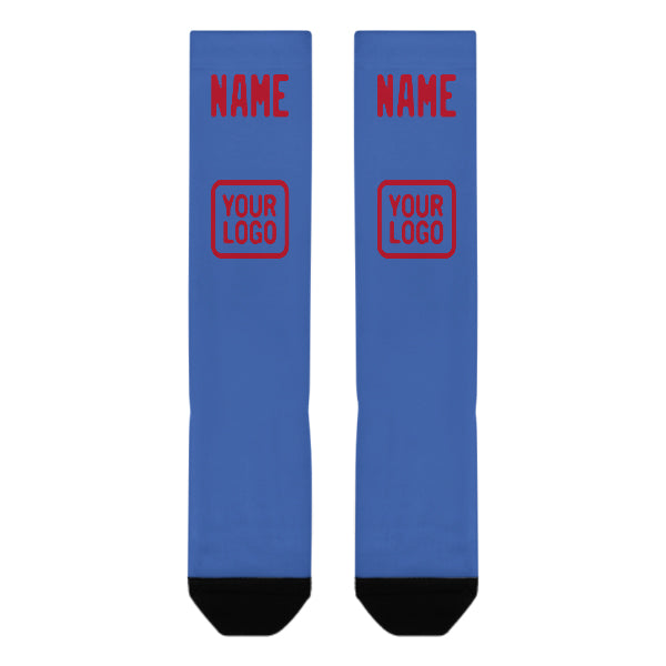 Custom Sky Blue Red Knee-High Sock