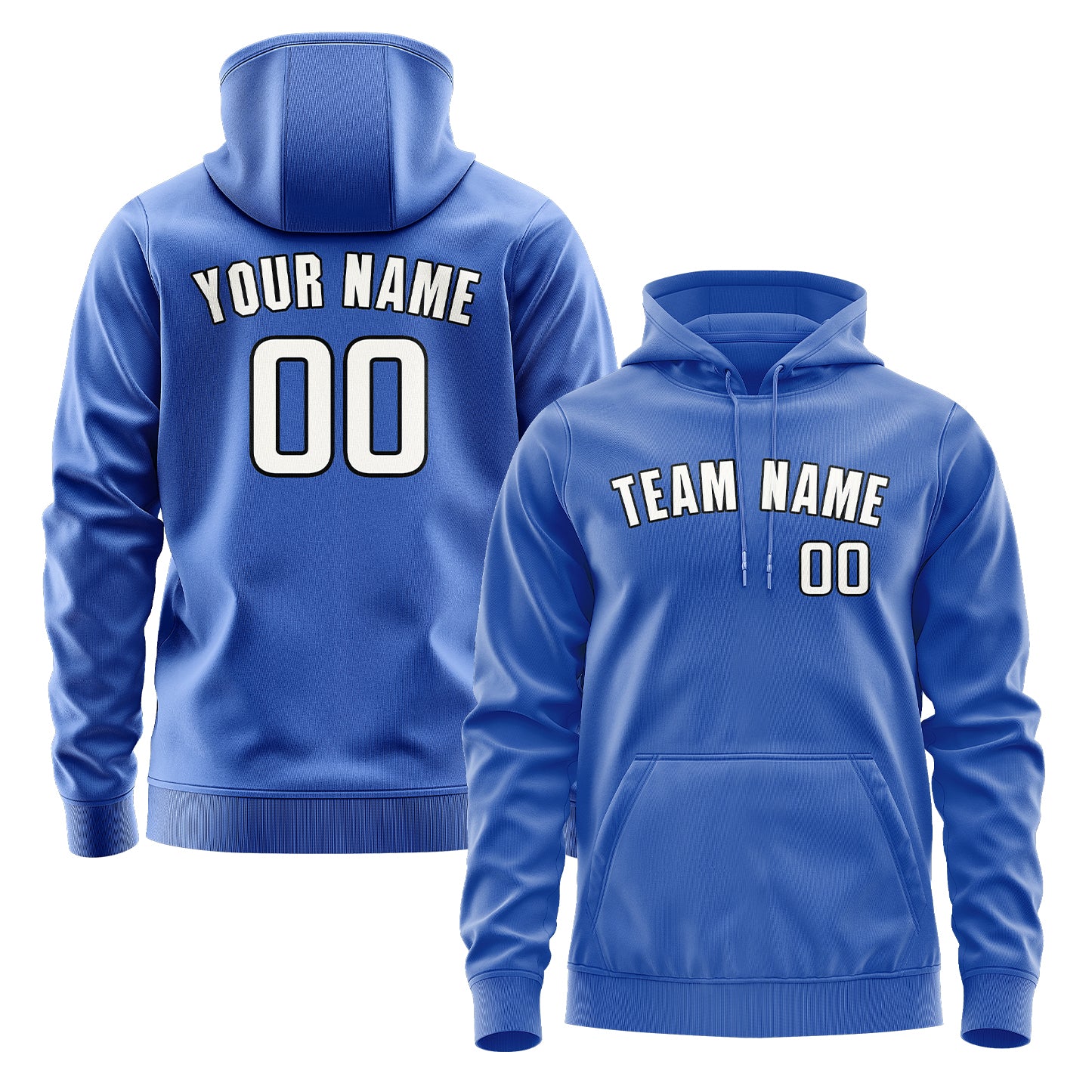 Custom Sky Blue White Hoodie