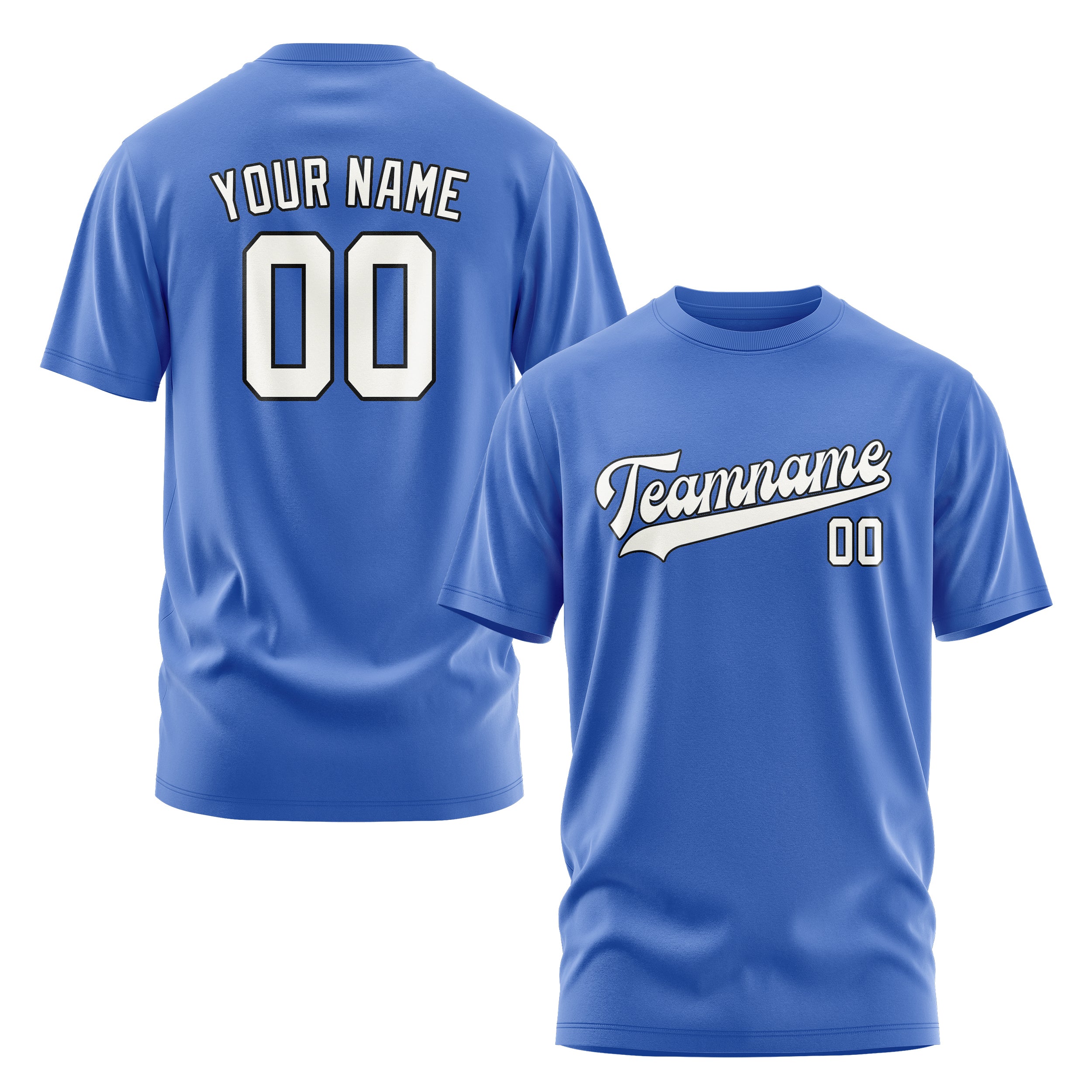 Custom Sky Blue White T-Shirt
