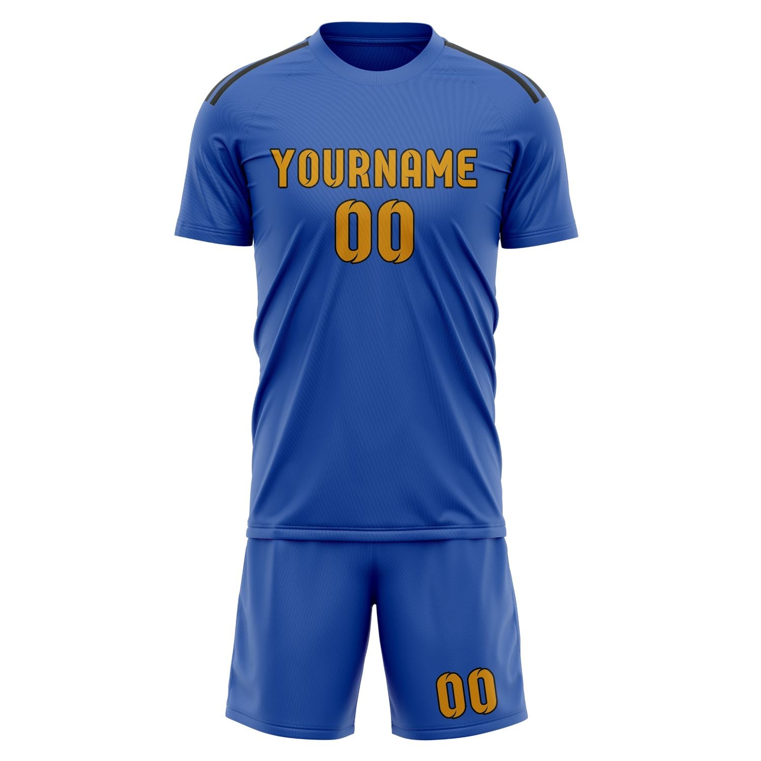 Custom Sky Blue Yellow Soccer Set