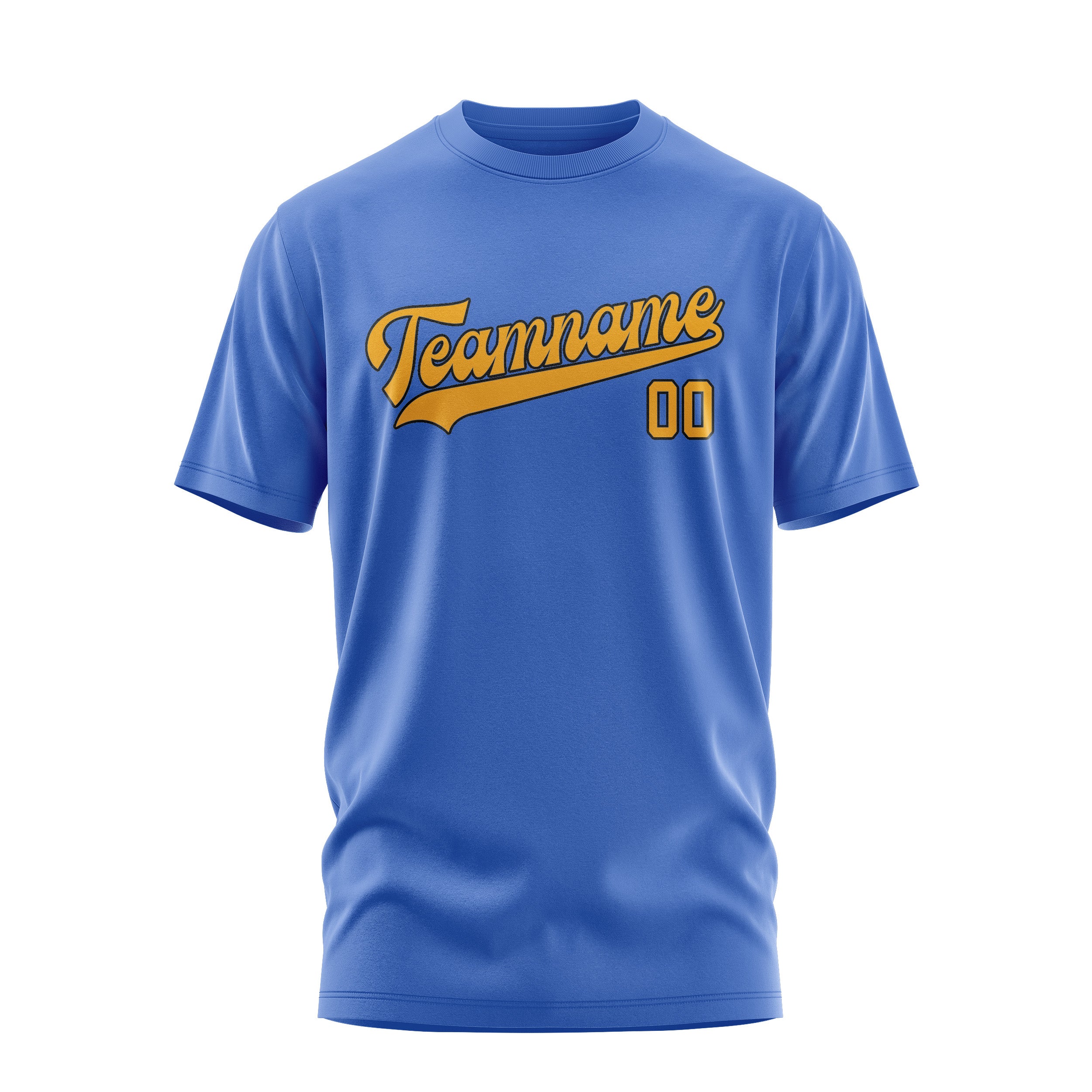 Custom Sky Blue Yellow T-Shirt