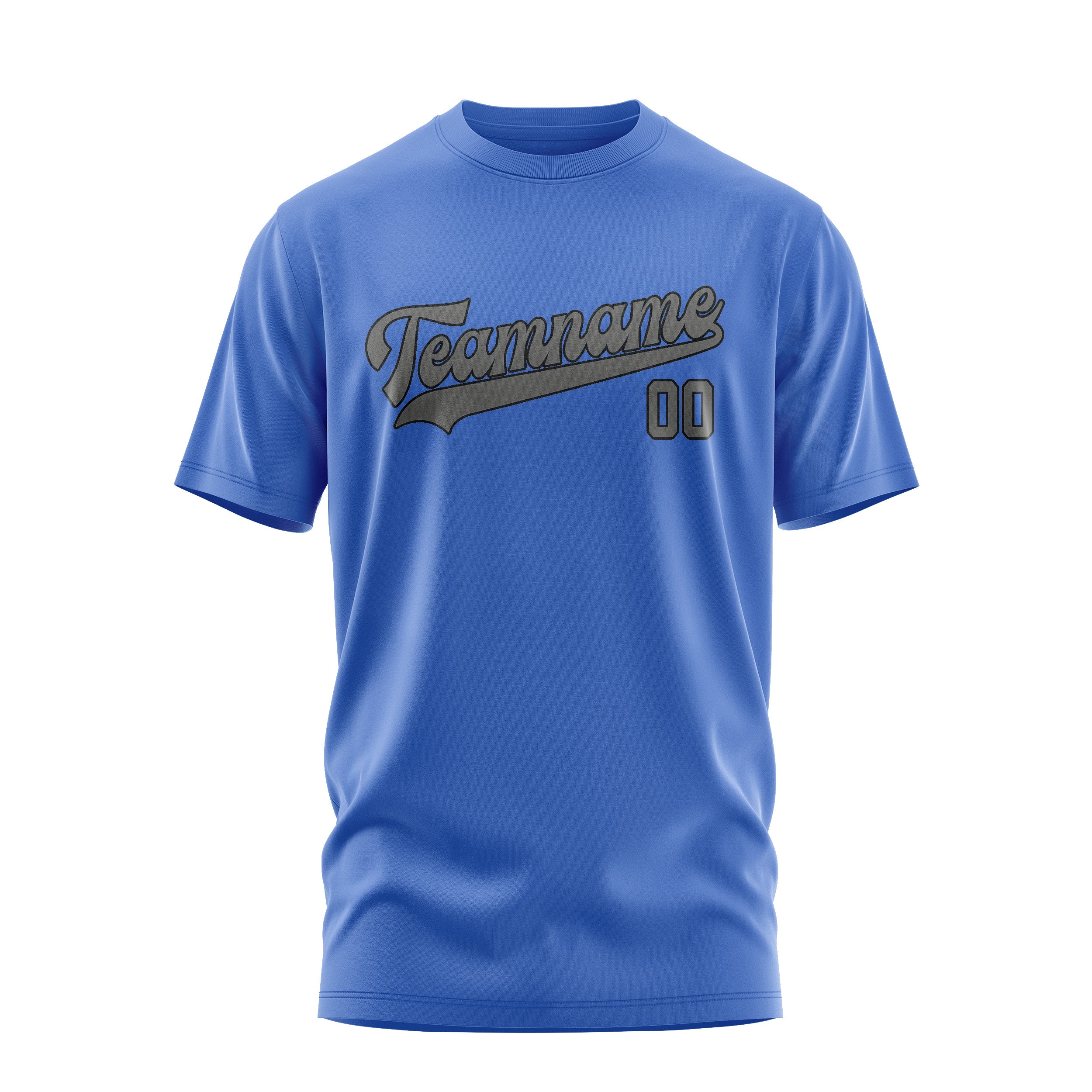 Custom Sky Blue Dark Grey T-Shirt