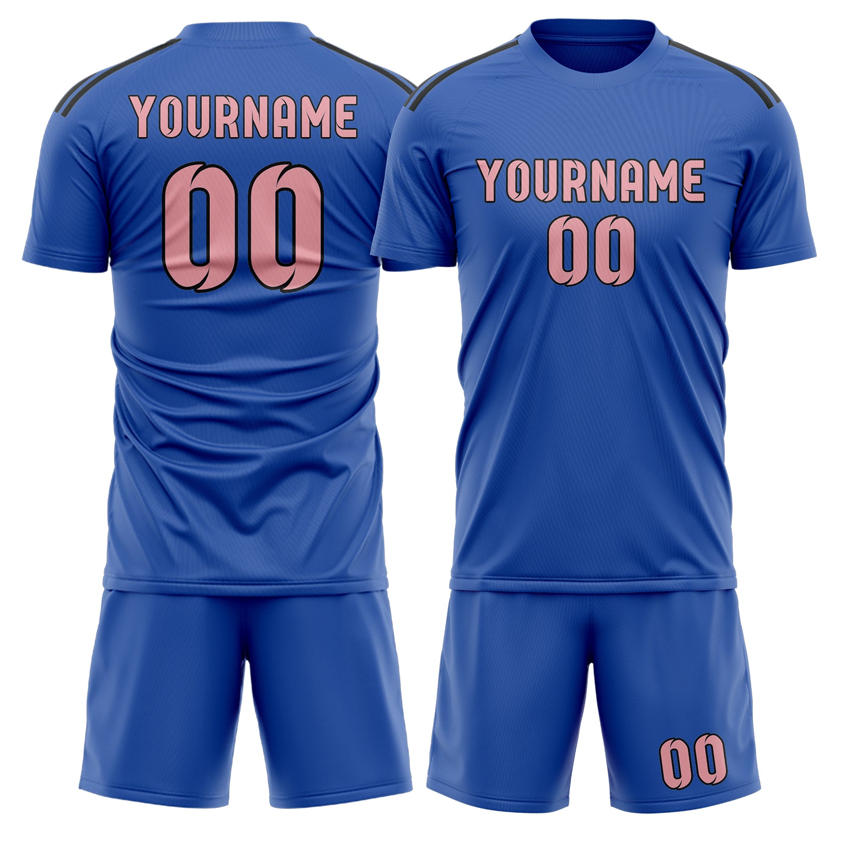 Custom Sky Blue Light Pink Soccer Set
