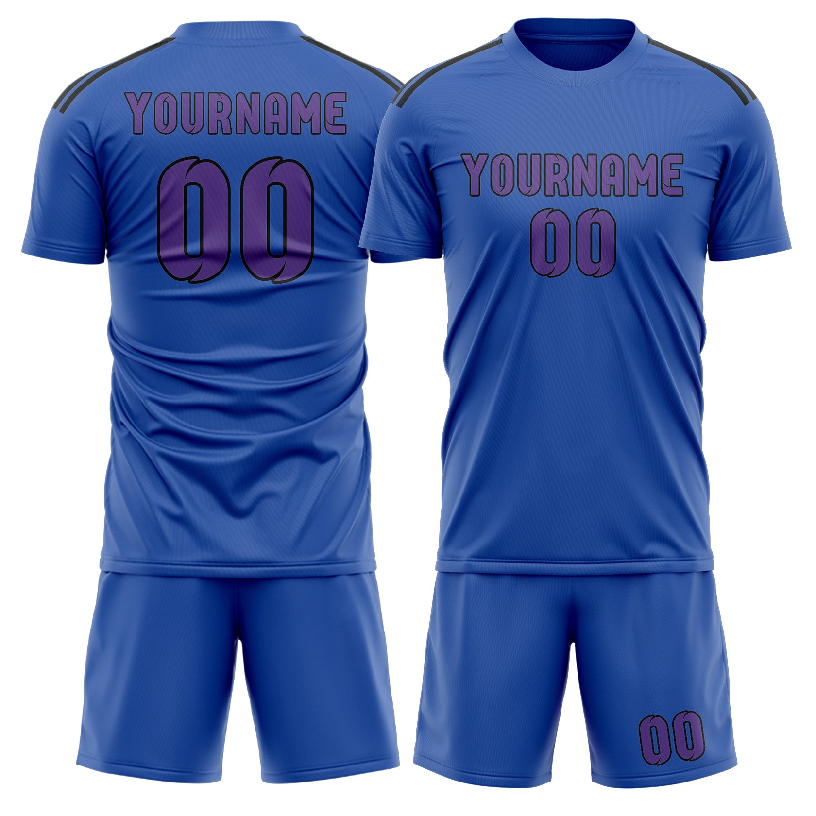 Custom Sky Blue Light Purple Soccer Set