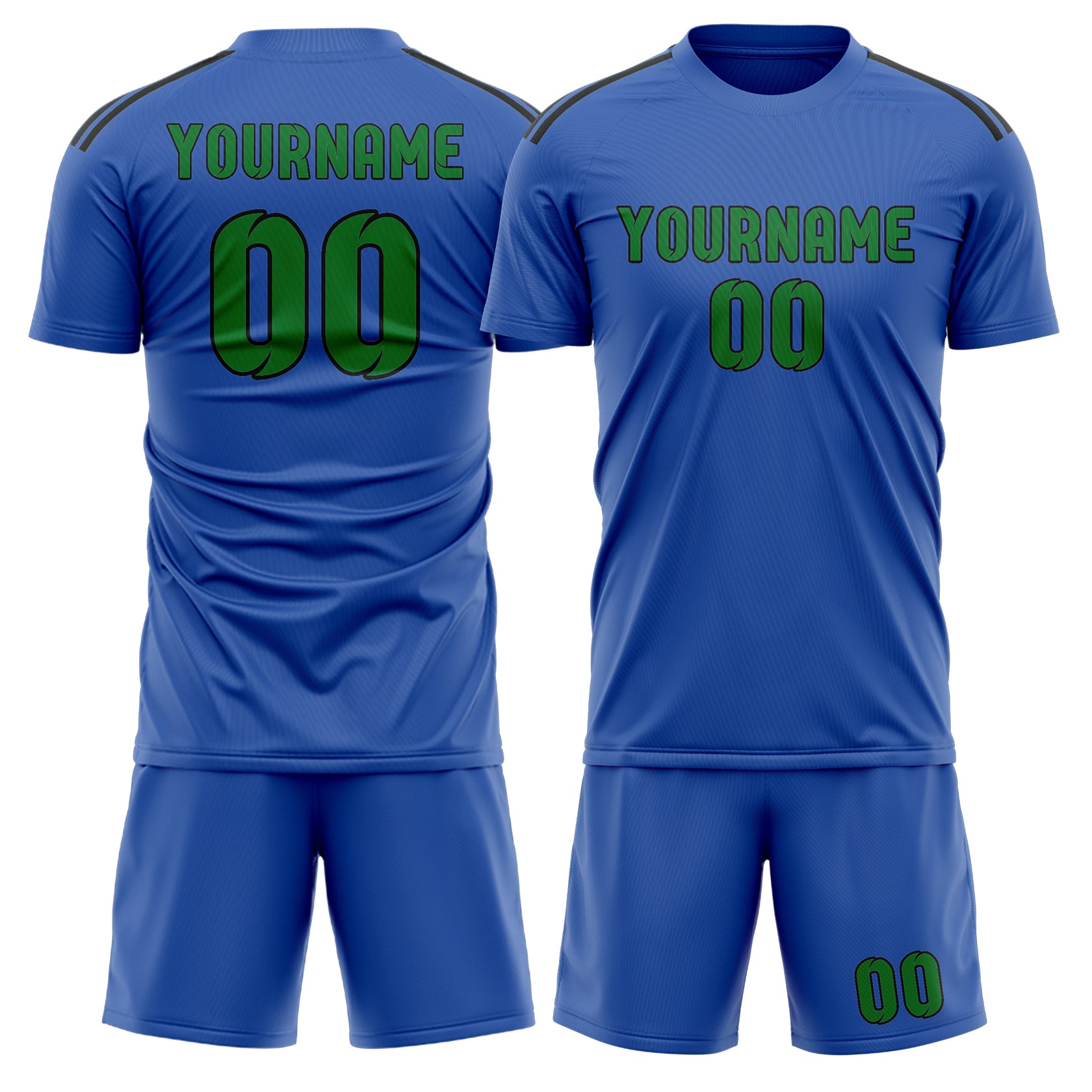 Custom Sky Blue Emerald Green Soccer Set