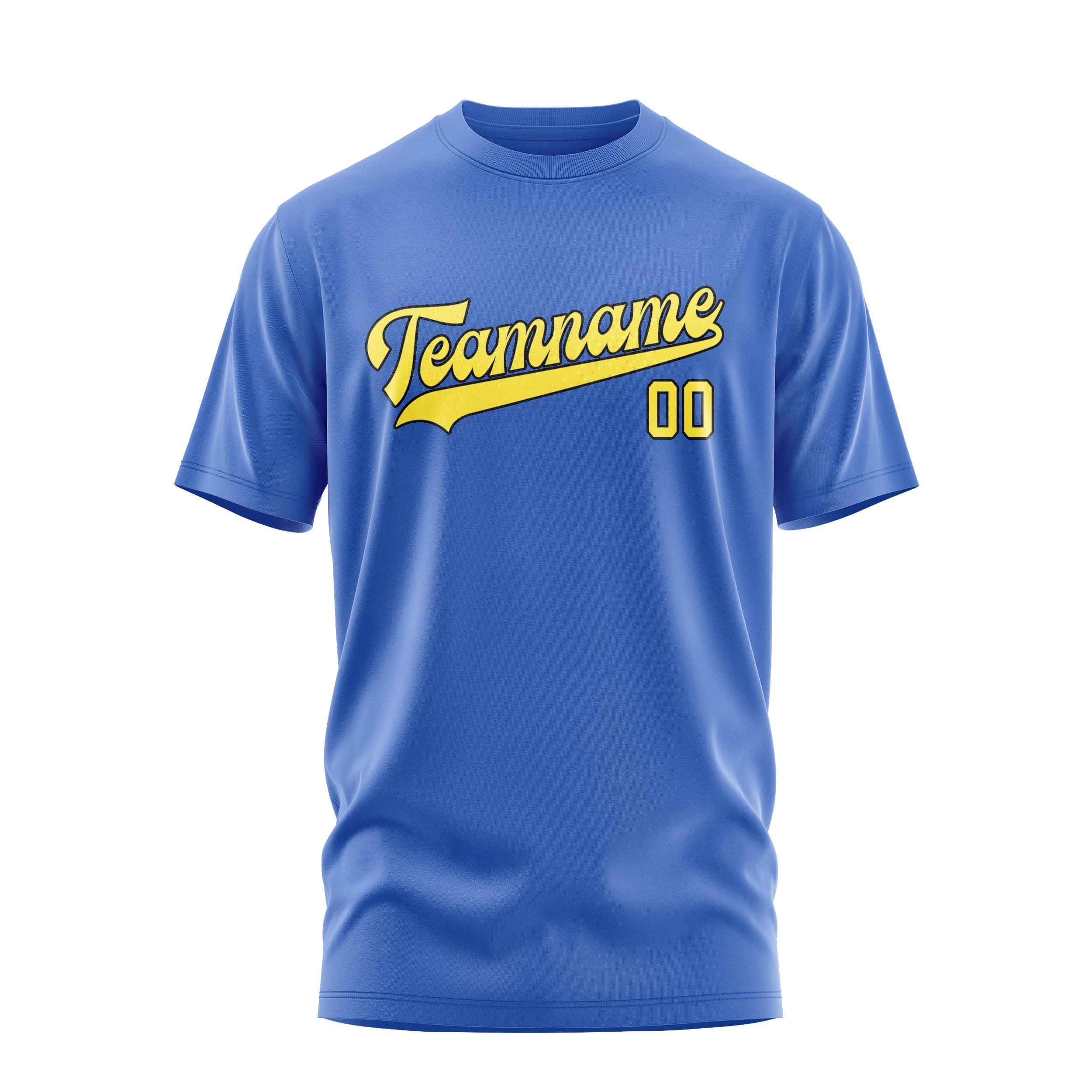 Custom Sky Blue Light Yellow T-Shirt