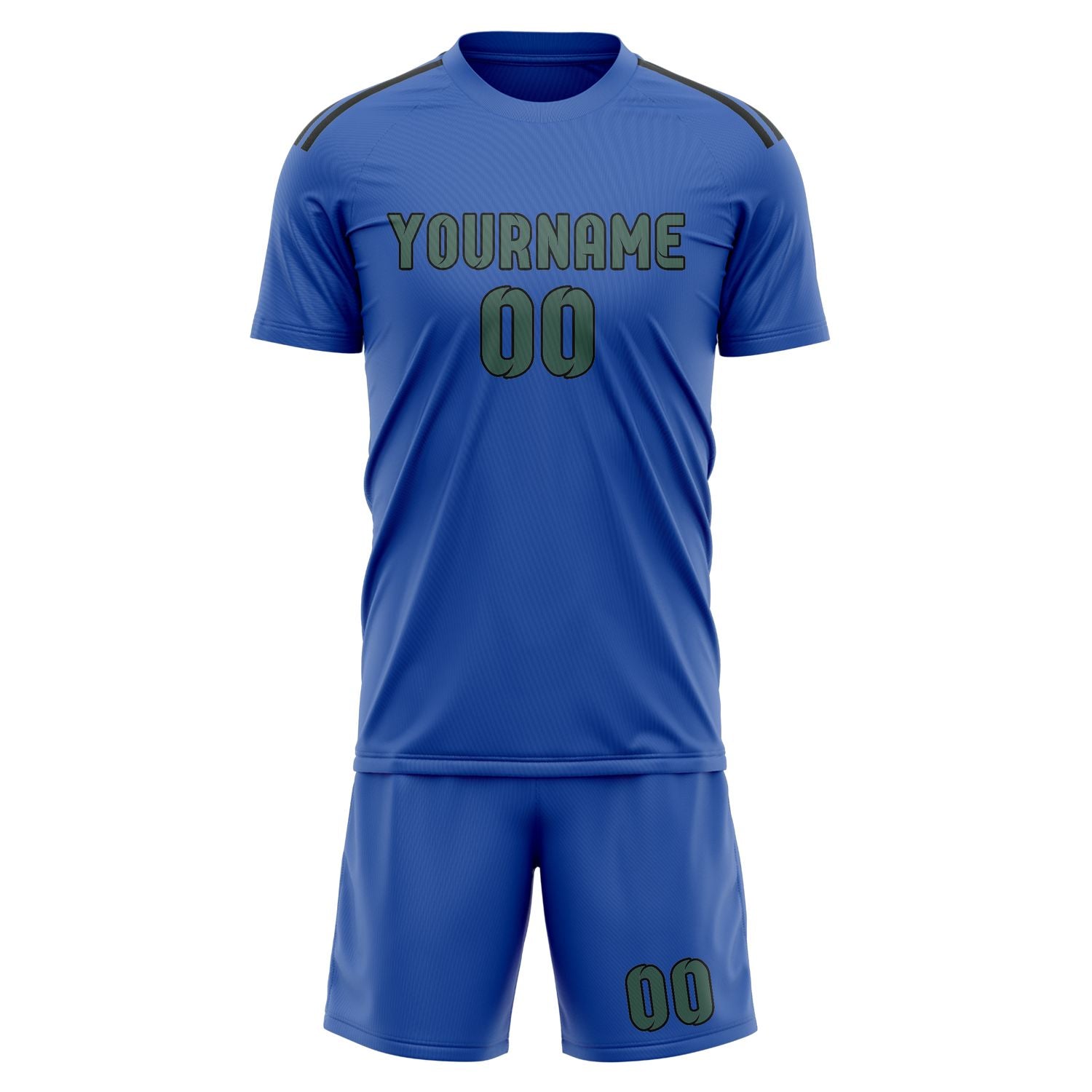 Custom Sky Blue Blue Green Soccer Set