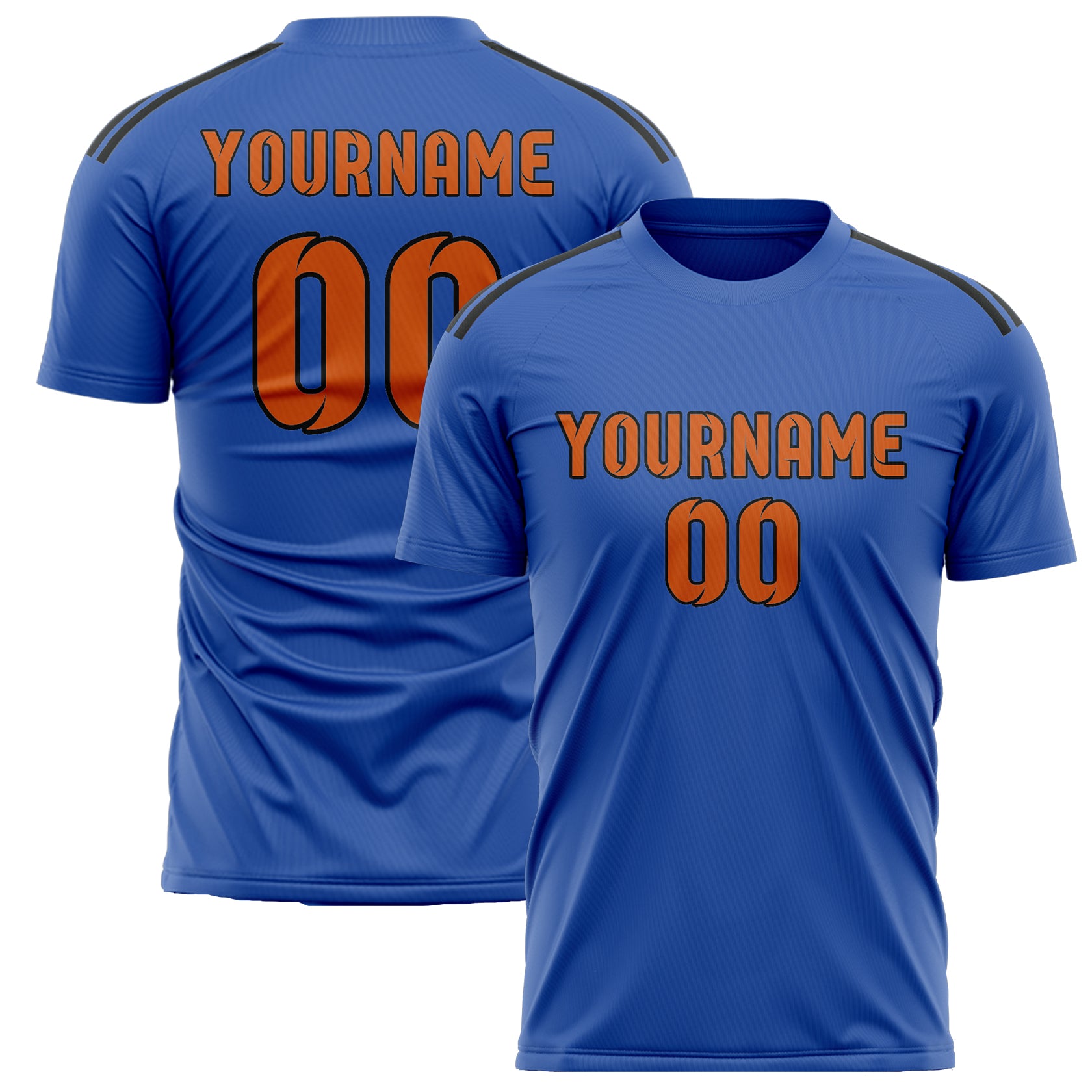 Custom Sky Blue Orange Soccer Jersey
