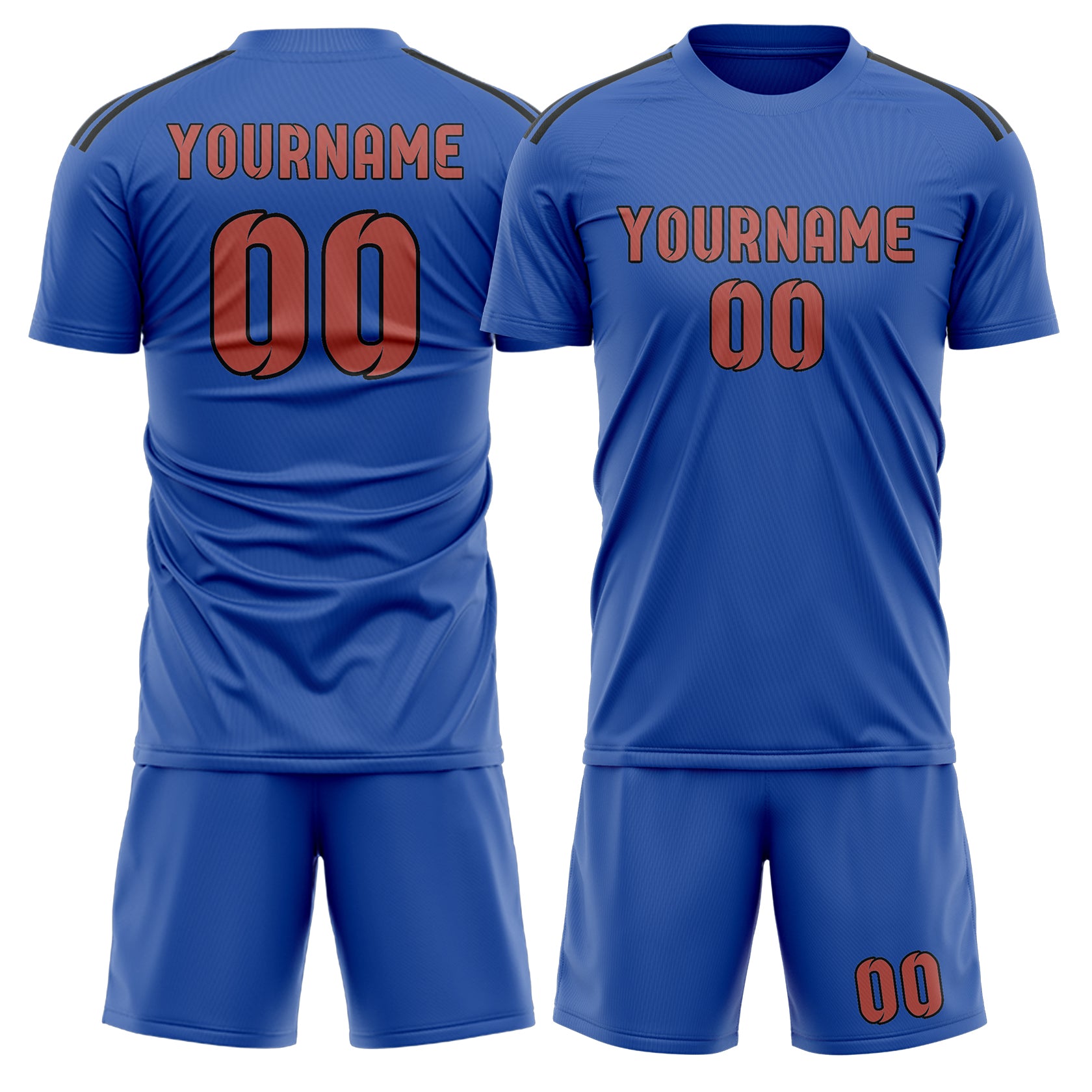 Custom Sky Blue Copper Rose Soccer Set