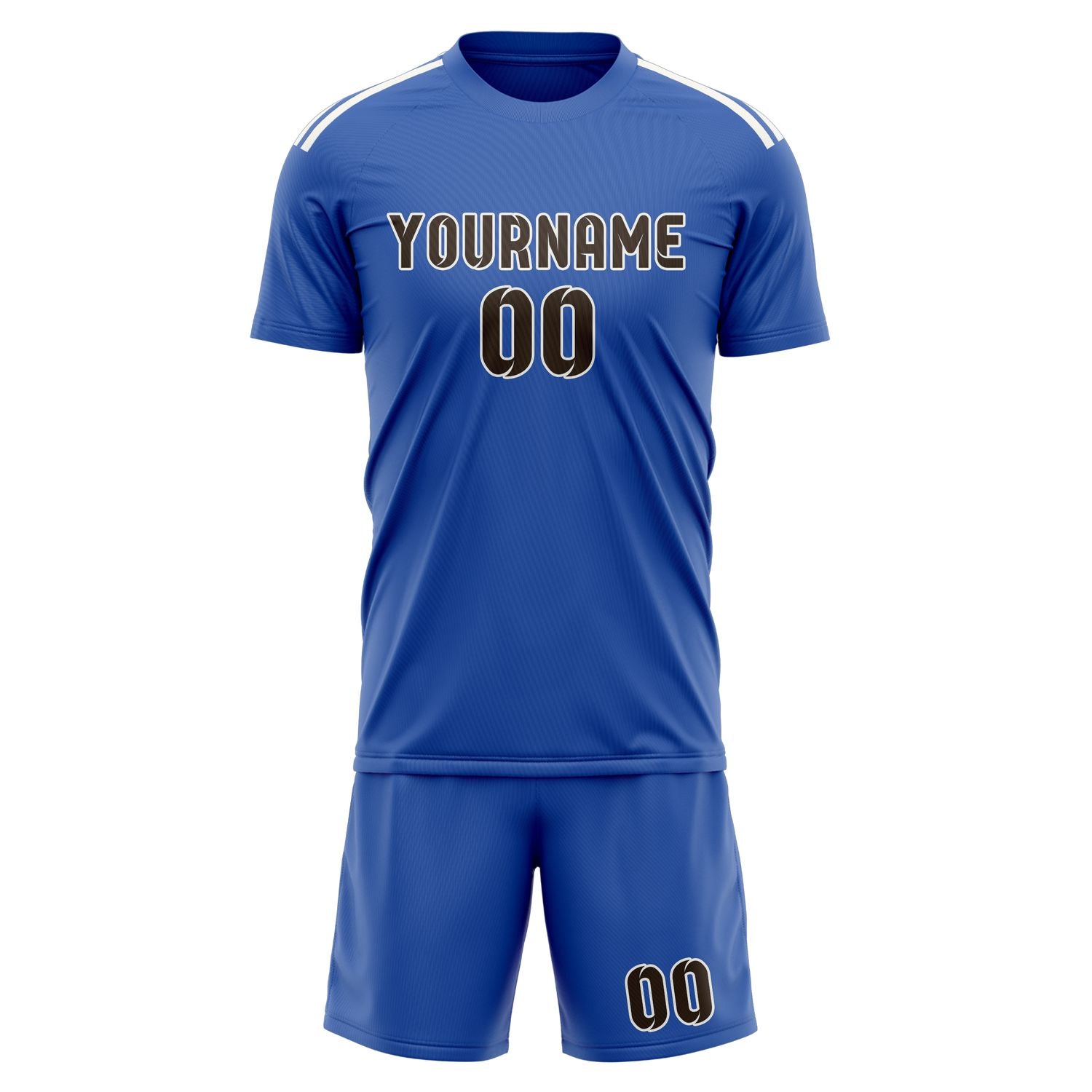 Custom Sky Blue Brown Soccer Set