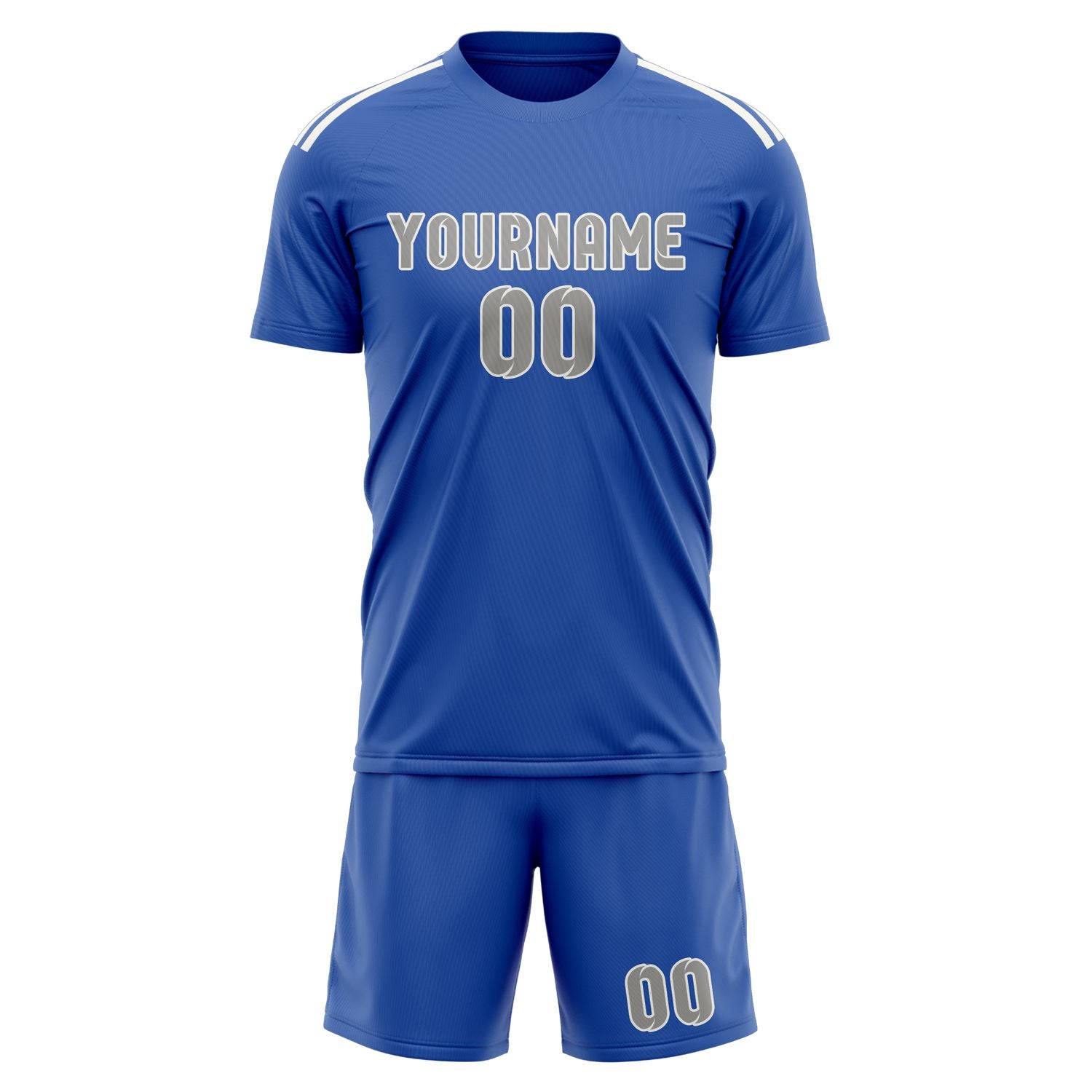 Custom Sky Blue Gray Soccer Set