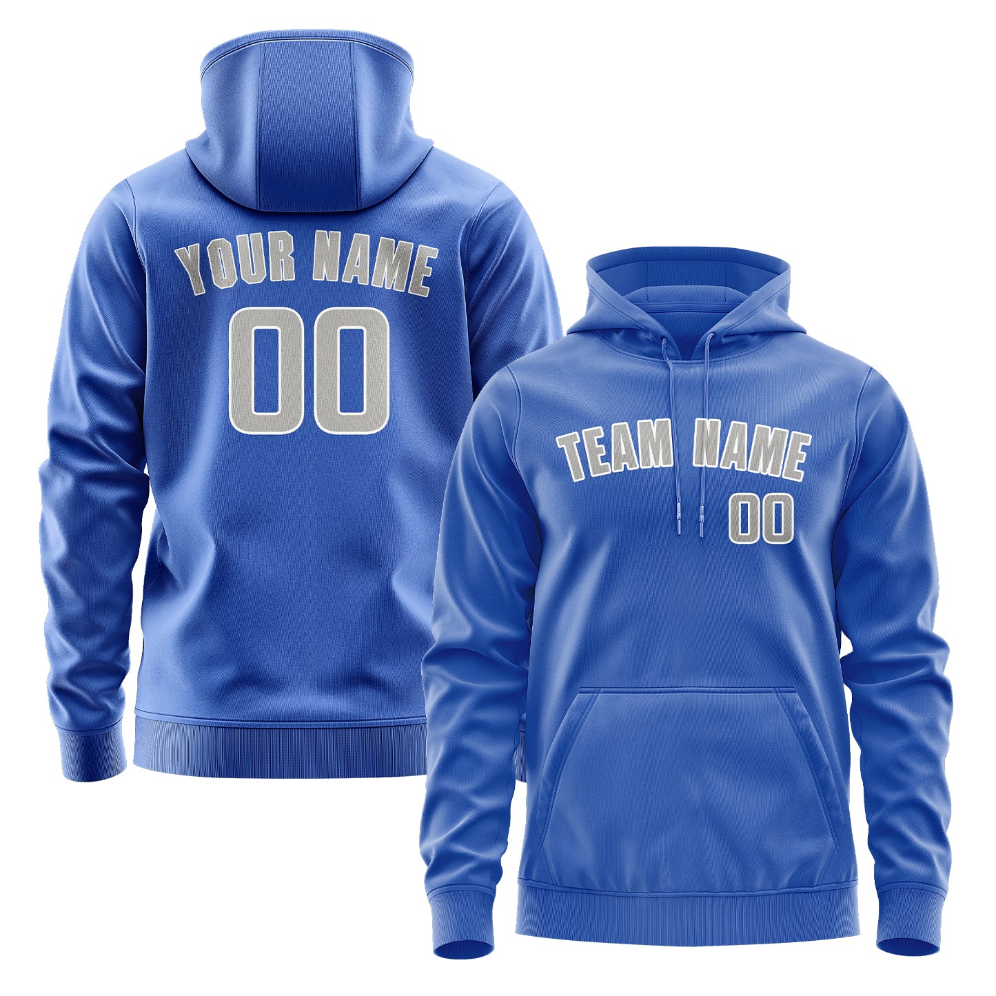 Custom Sky Blue Gray Hoodie