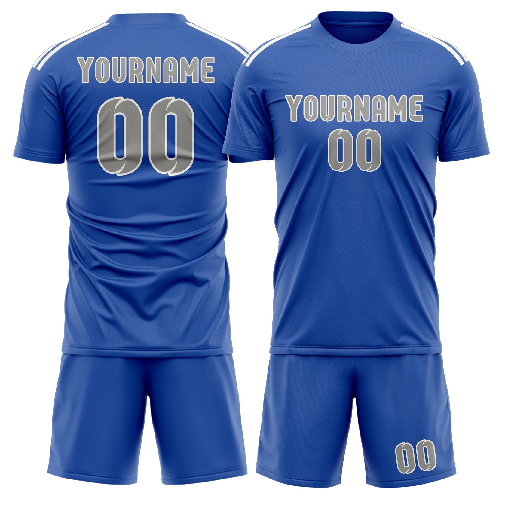 Custom Sky Blue Gray Soccer Set