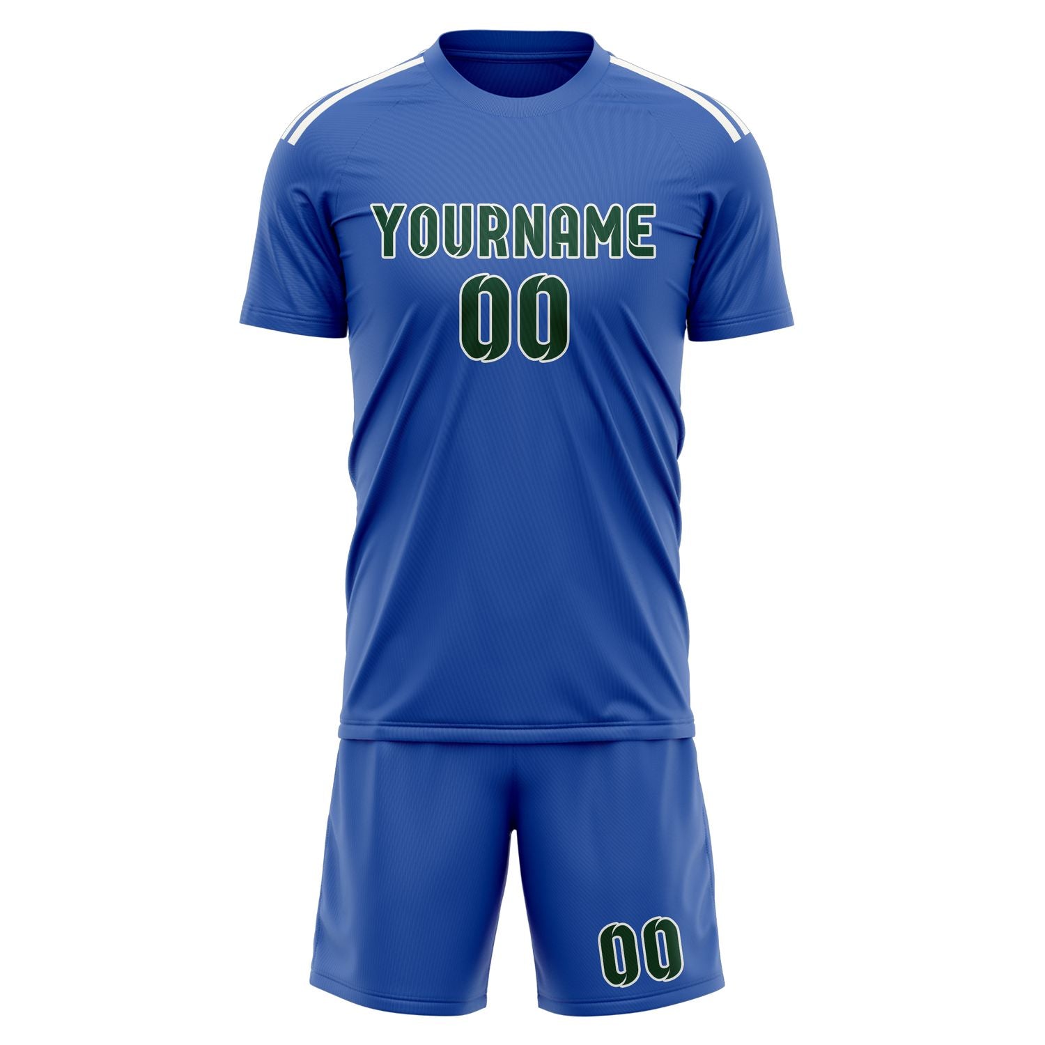 Custom Sky Blue Green Soccer Set