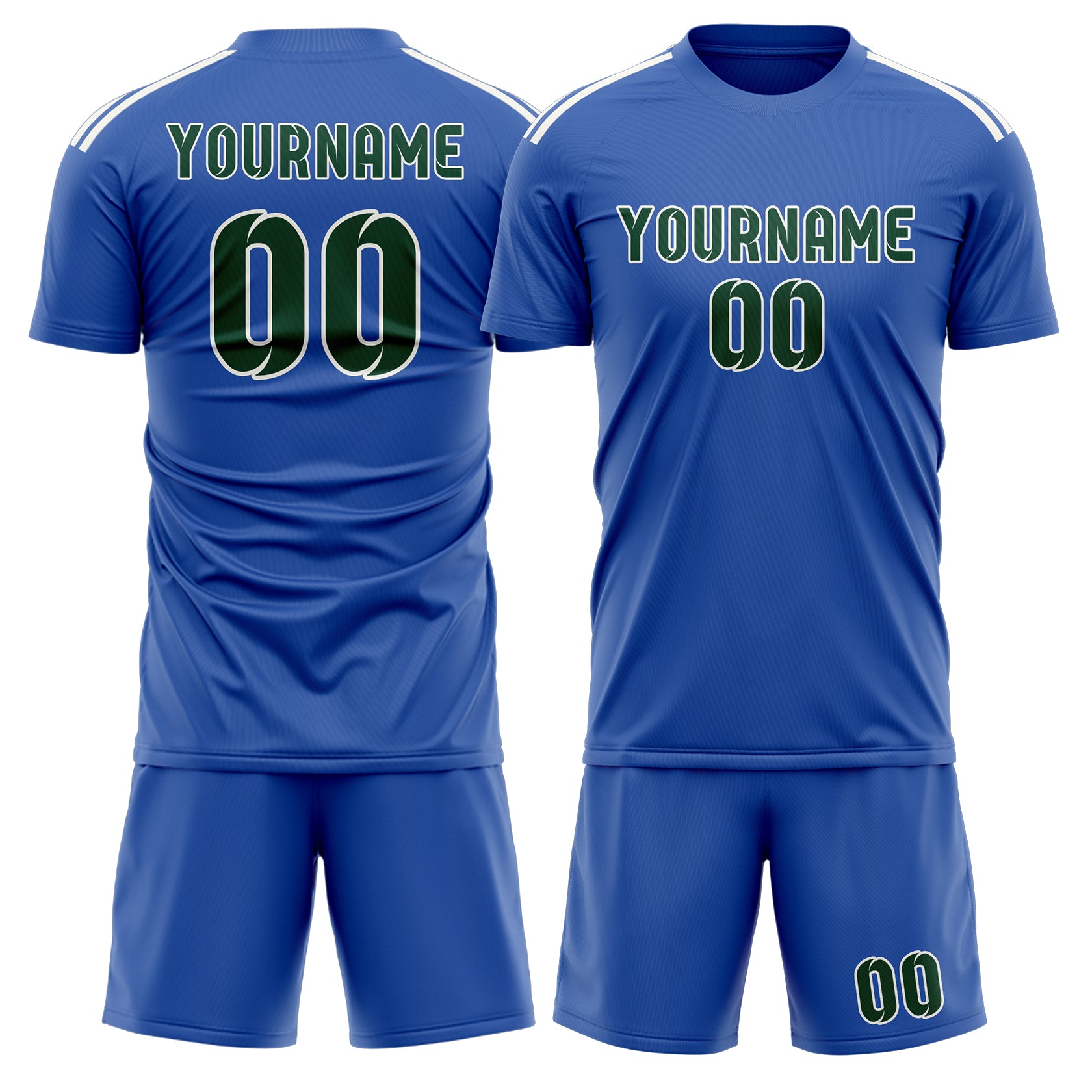 Custom Sky Blue Green Soccer Set