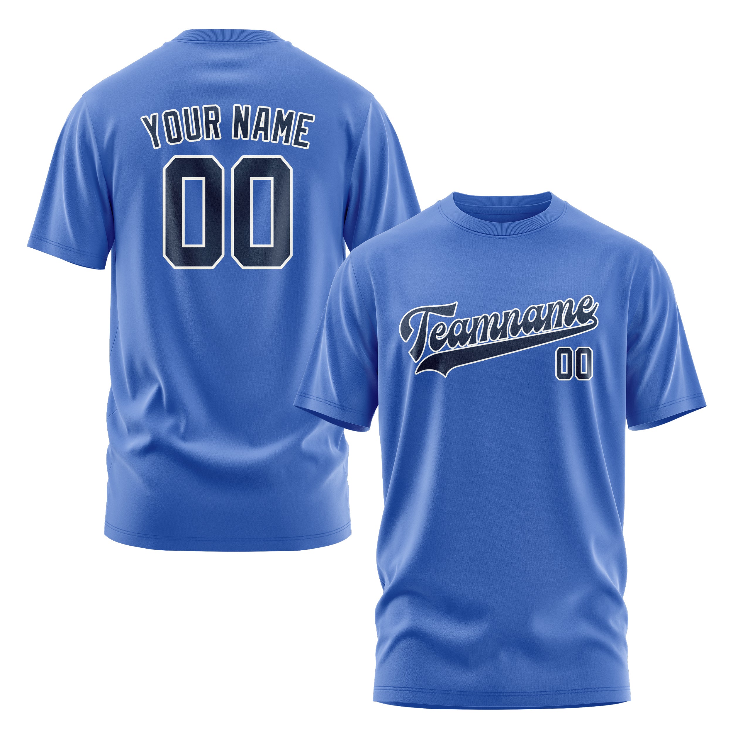 Custom Sky Blue Blue T-Shirt