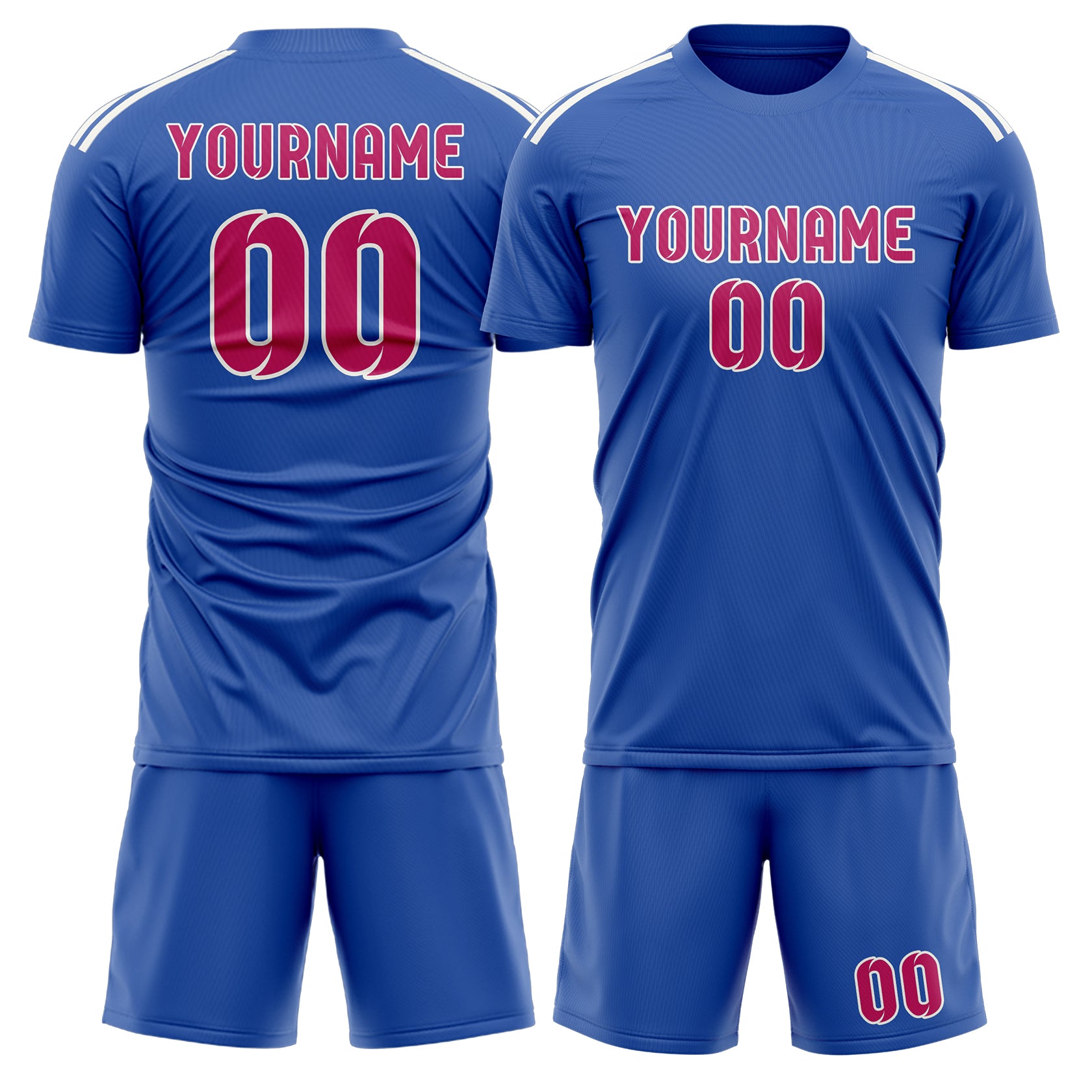 Custom Sky Blue Pink Soccer Set