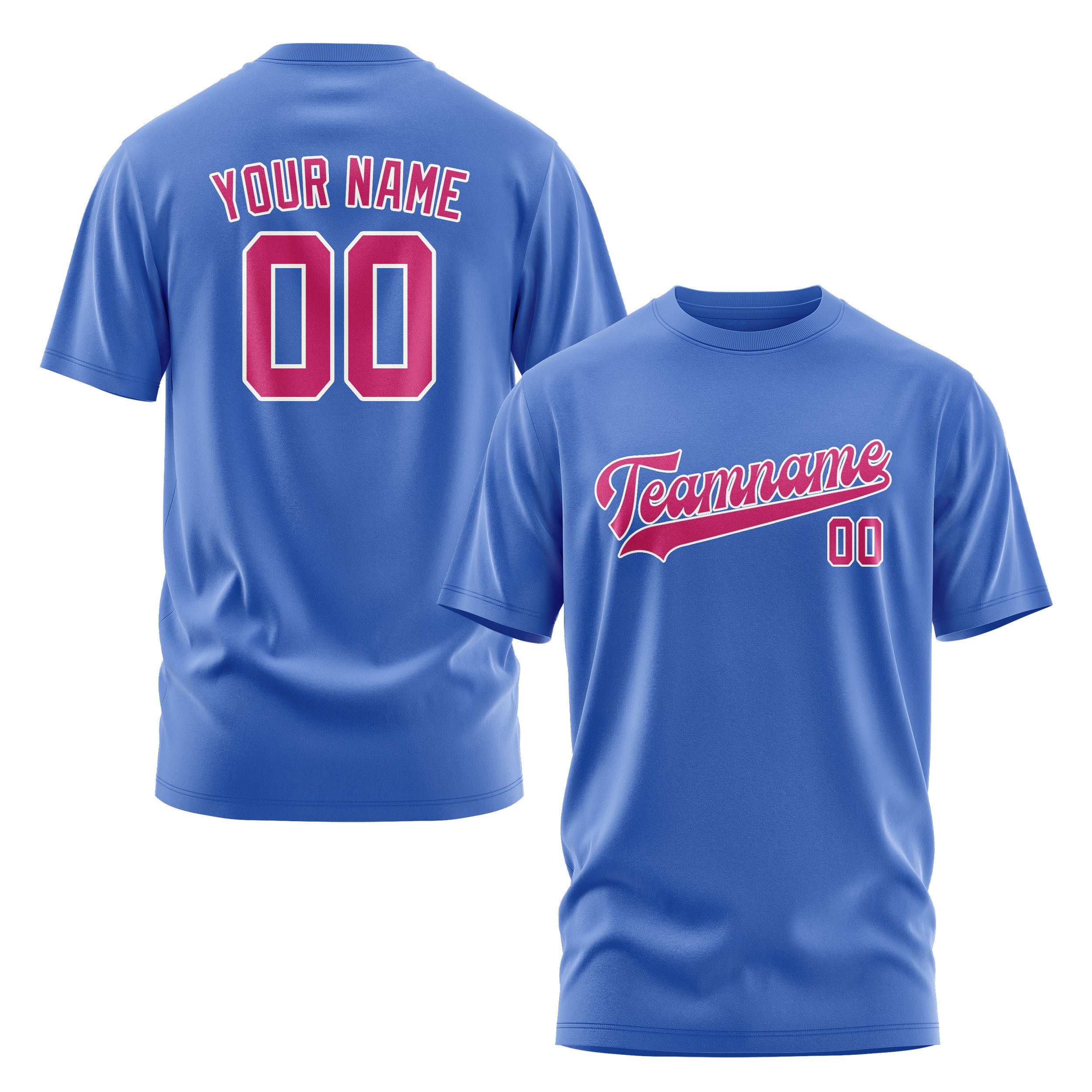 Custom Sky Blue Pink T-Shirt
