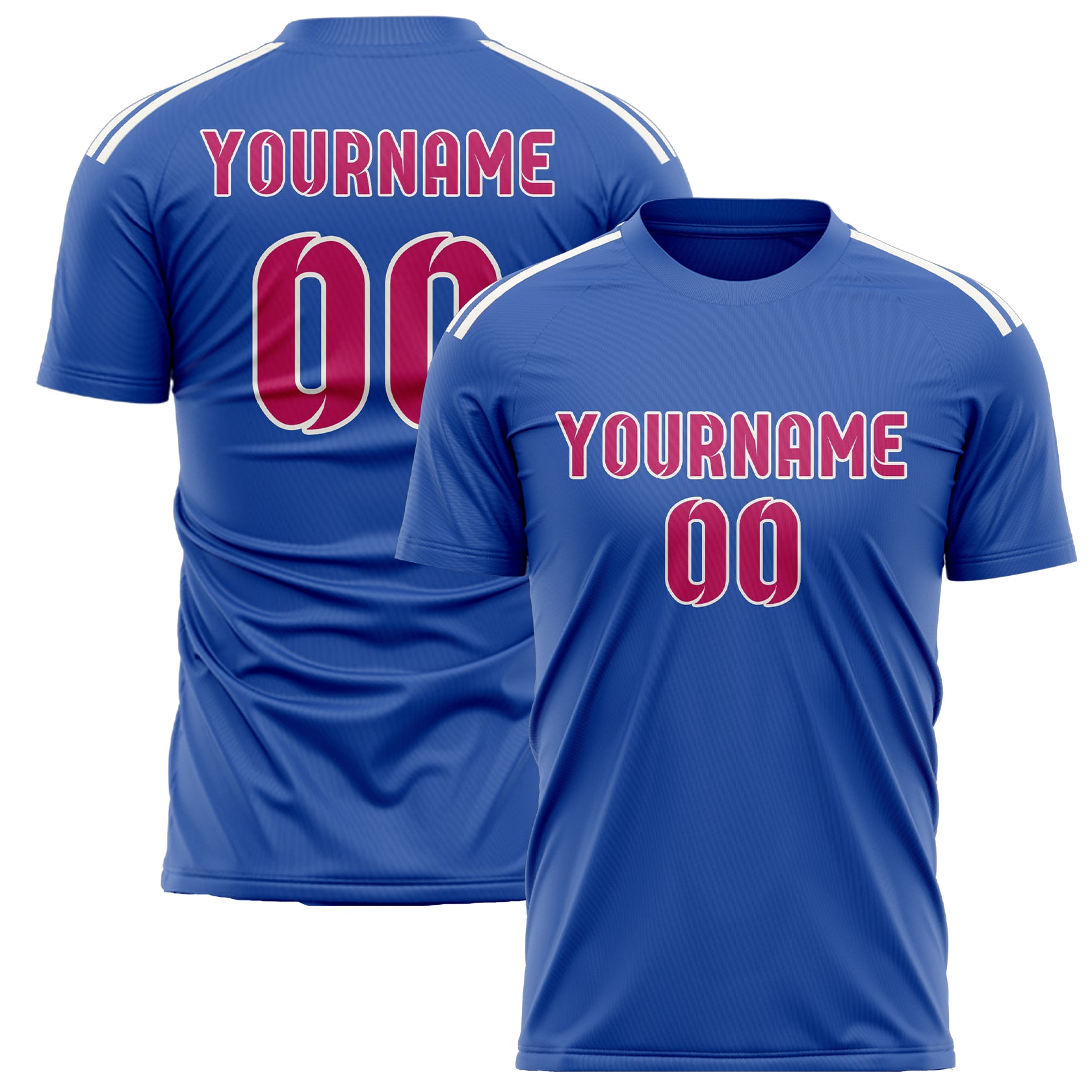 Custom Sky Blue Pink Soccer Jersey
