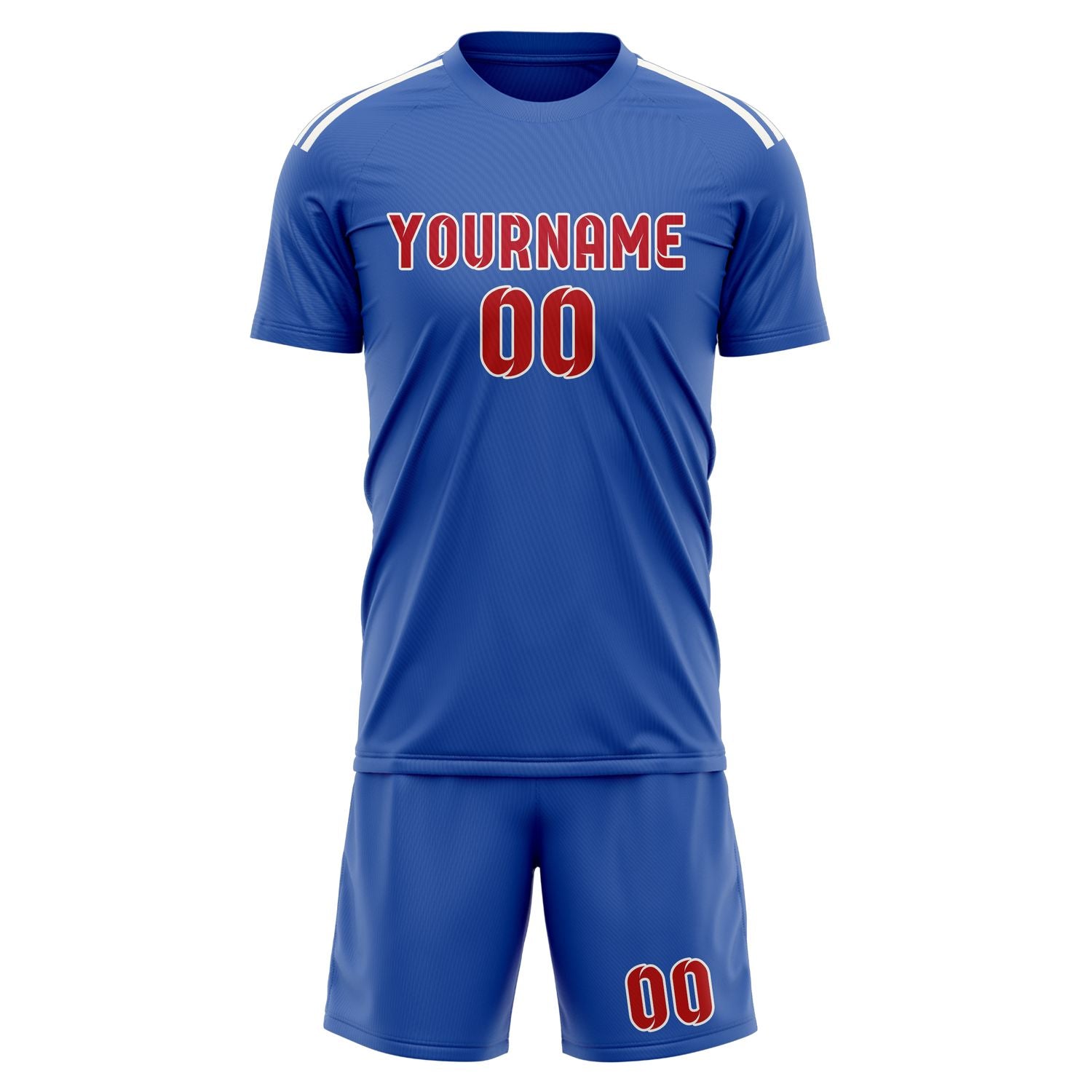 Custom Sky Blue Red Soccer Set
