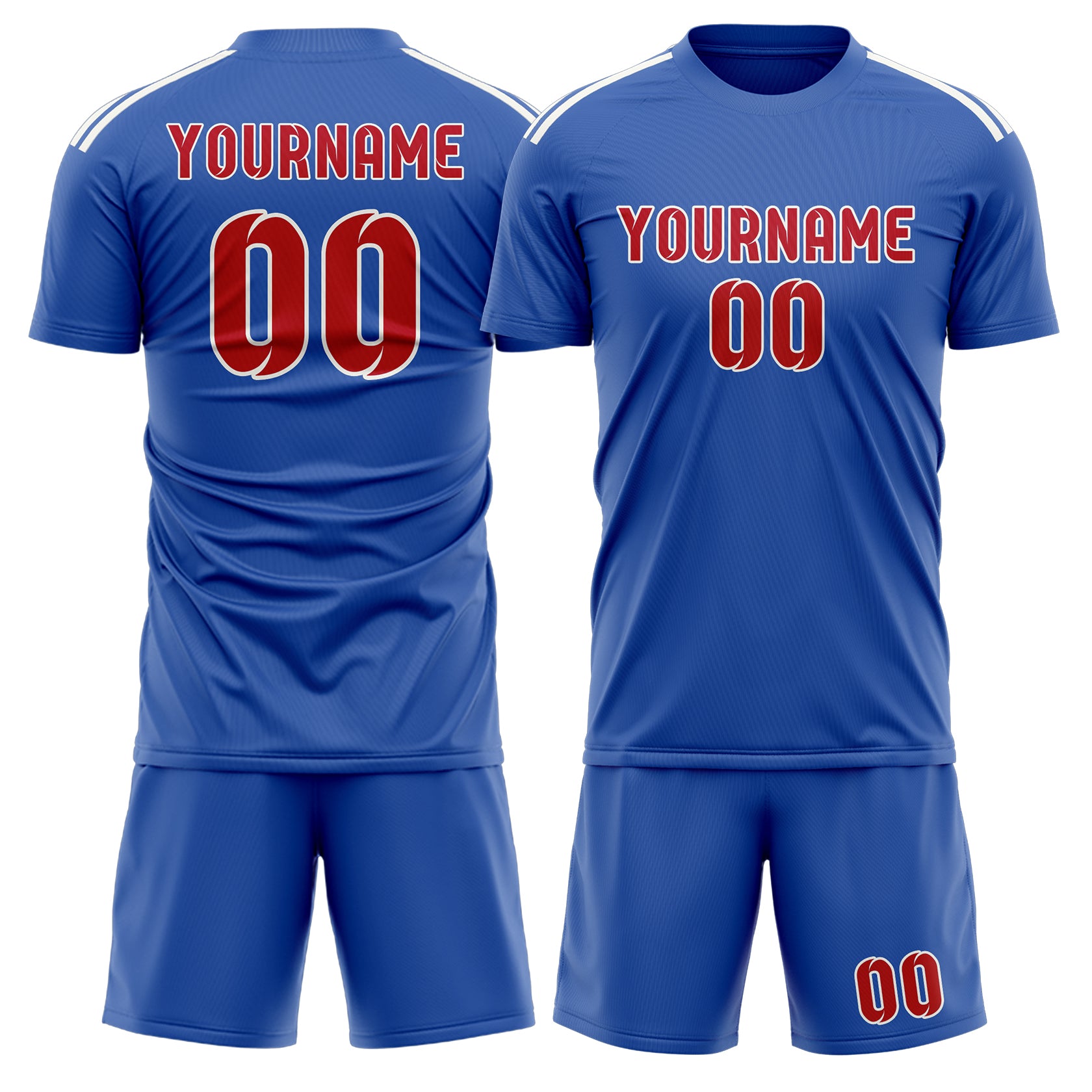 Custom Sky Blue Red Soccer Set