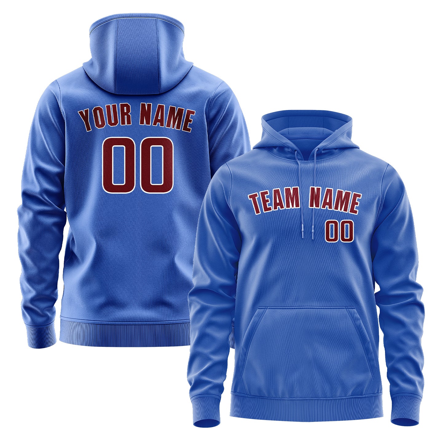 Custom Sky Blue Crimson Red Hoodie