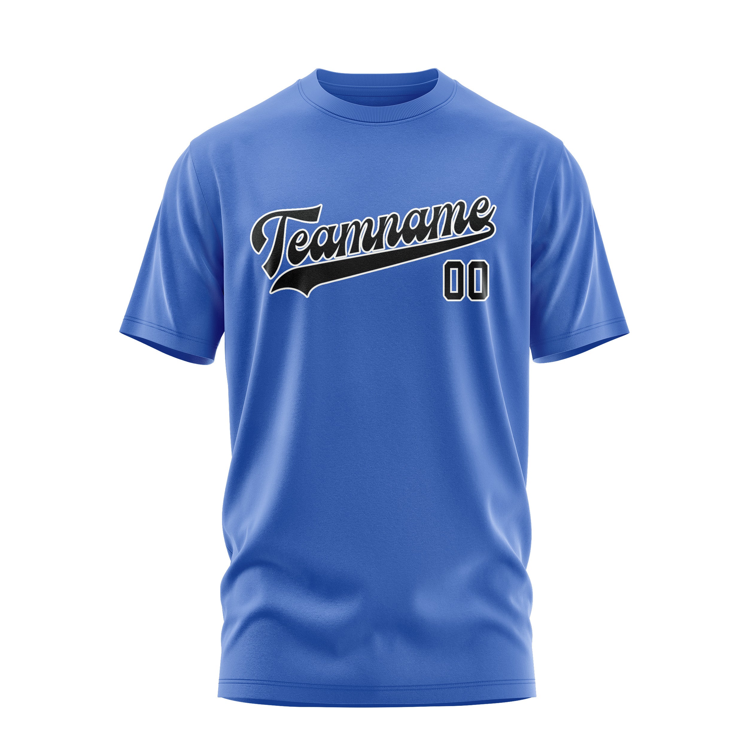 Custom Sky Blue Black T-Shirt