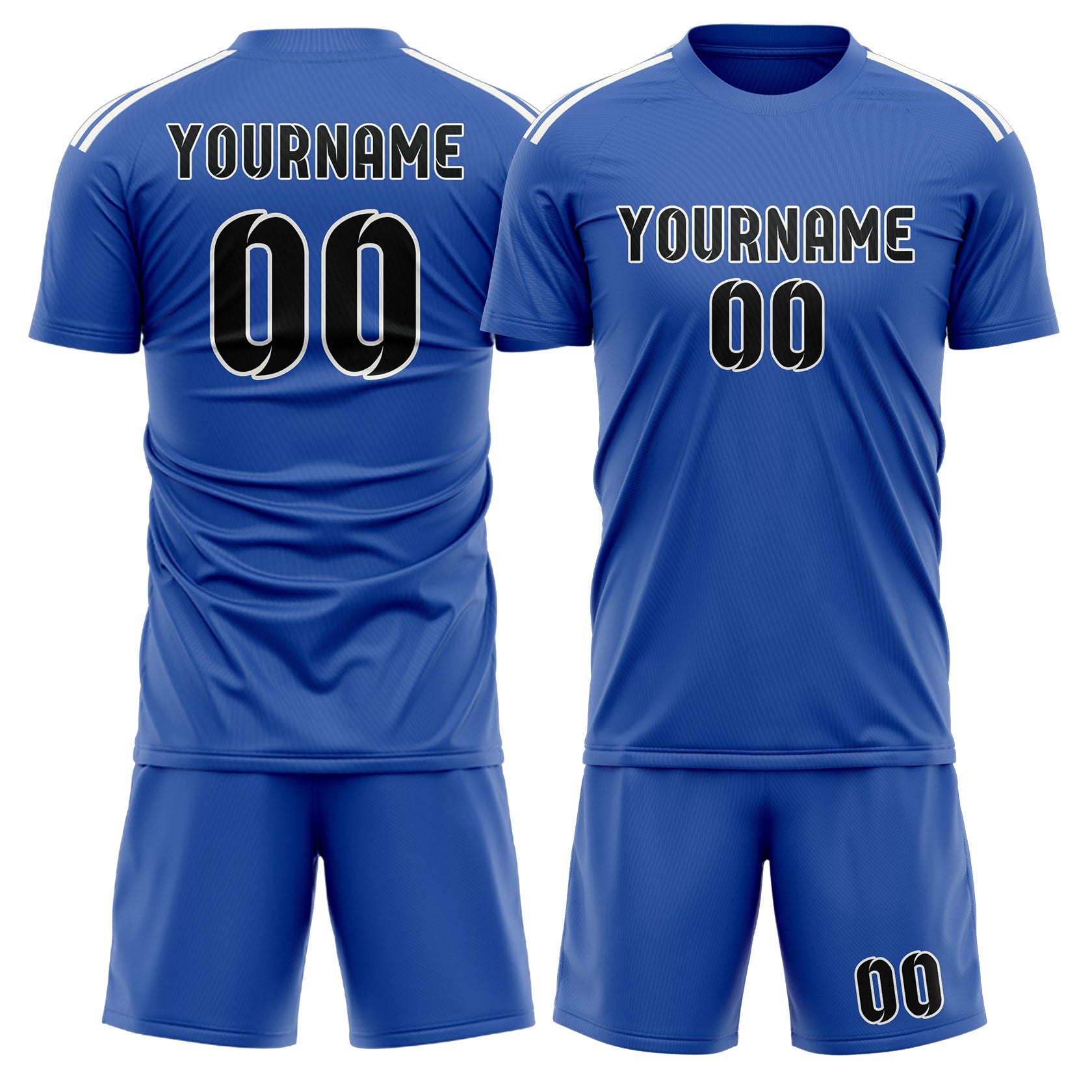 Custom Sky Blue Black Soccer Set