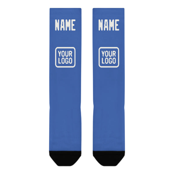 Custom Sky Blue White Knee-High Sock